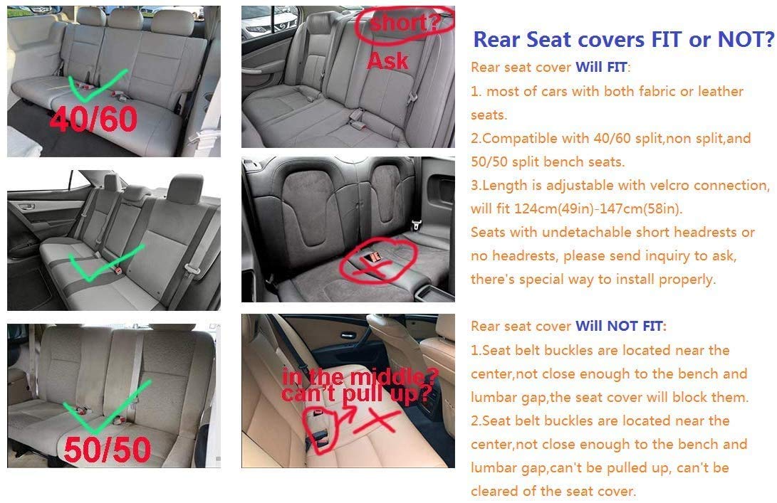 YXQYOEOSO Comfortable Leather Car Seat Covers Full Set 5 Seats Universal Fit, Black & Red, Model YOEOSO2021A