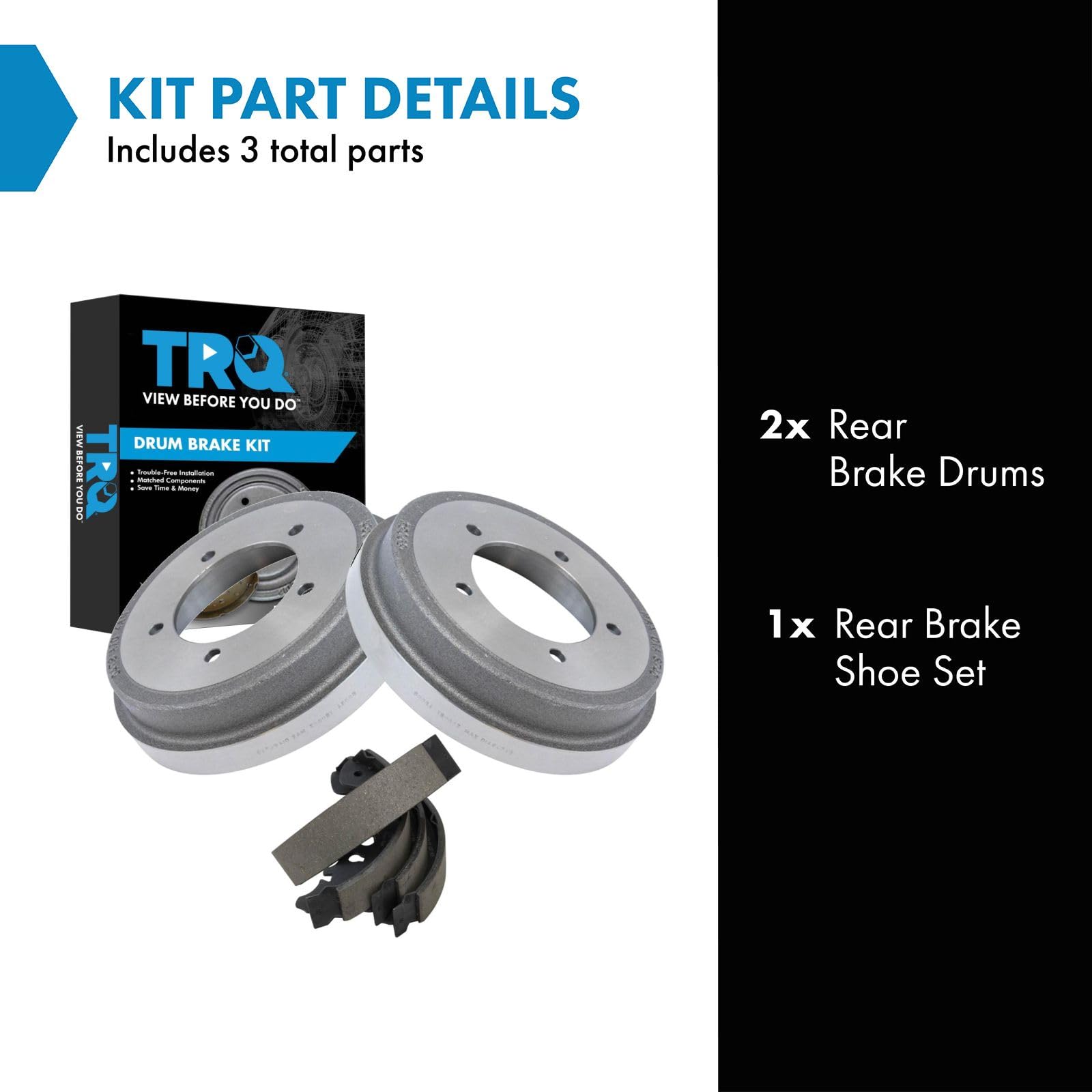 TRQ Rear Brake Shoe & Drum Kit Set Compatible with Chevy Tracker Suzuki Grand Vitara