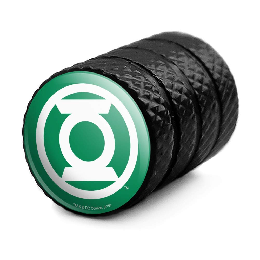 Graphics & More Green Lantern White Logo Tire Rim Wheel Aluminum Valve Stem Caps