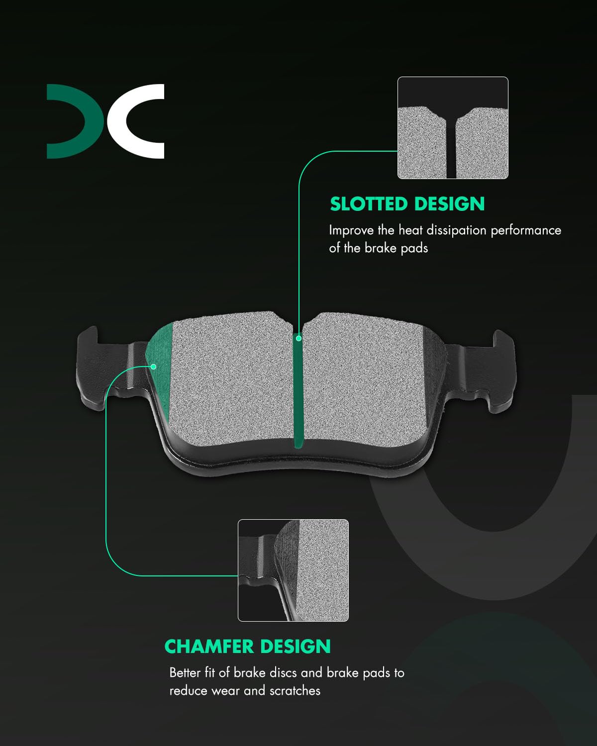 Scitoo D1665 Rear Semi-Metal Brake Pads Sets Fit For Ford For Edge/For Escape/For Fusion,For Lincoln Continental/Mkc/Mkx/Mkz/Nau