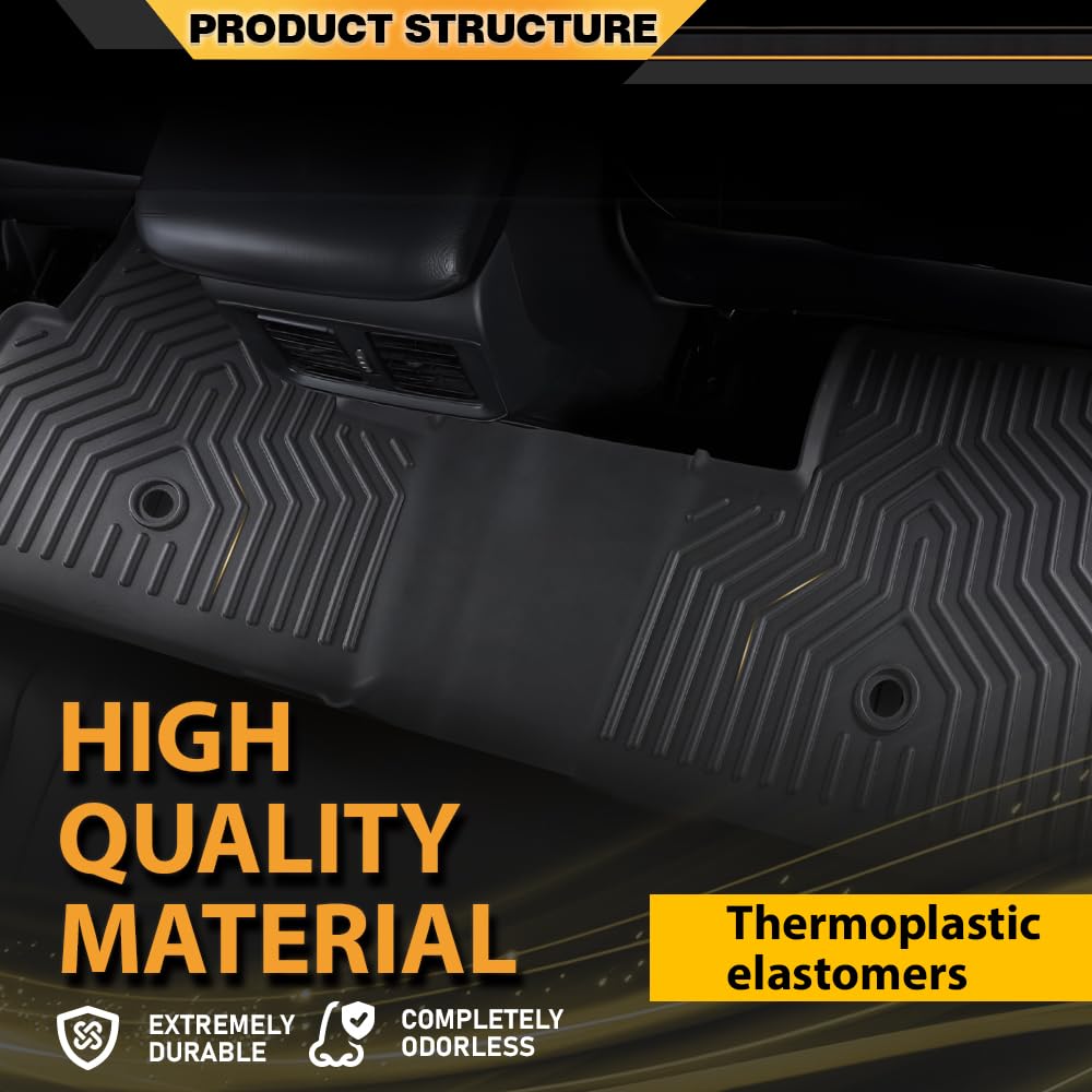 G-PLUS TPE Floor Mats Compatible with Honda Pilot 2023 2024 2025, 1st & 2nd & 3rd Row 4pcs All Weather Full Cover Protection Flo