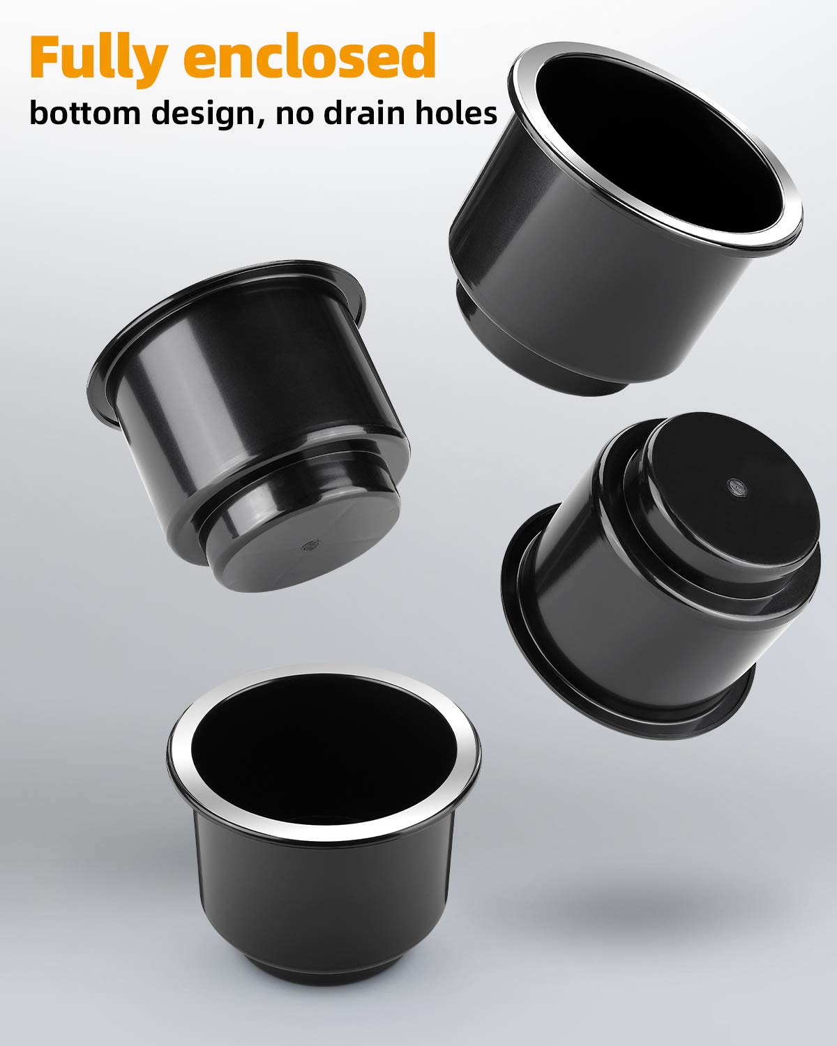 Joytutus Cup Holder Insert 4Pcs For Rv Boat Car Couch Golf Cart, Elegant Chrome, Large Plastic Universal Drop In Cup Holder For