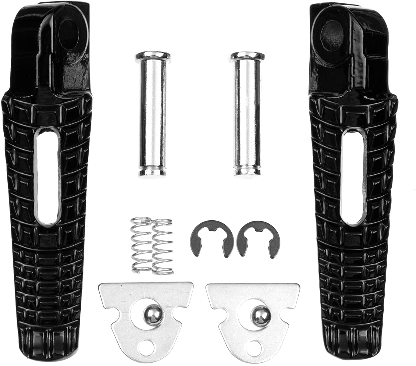 Vpzmt Motorcycle Front Rear Foot Pegs Footrests Fits For Suzuki Gsxr Gsx-R 600/Gsxr750/Gsxr1000 2005-2020 ((Front+Rear)-Black)