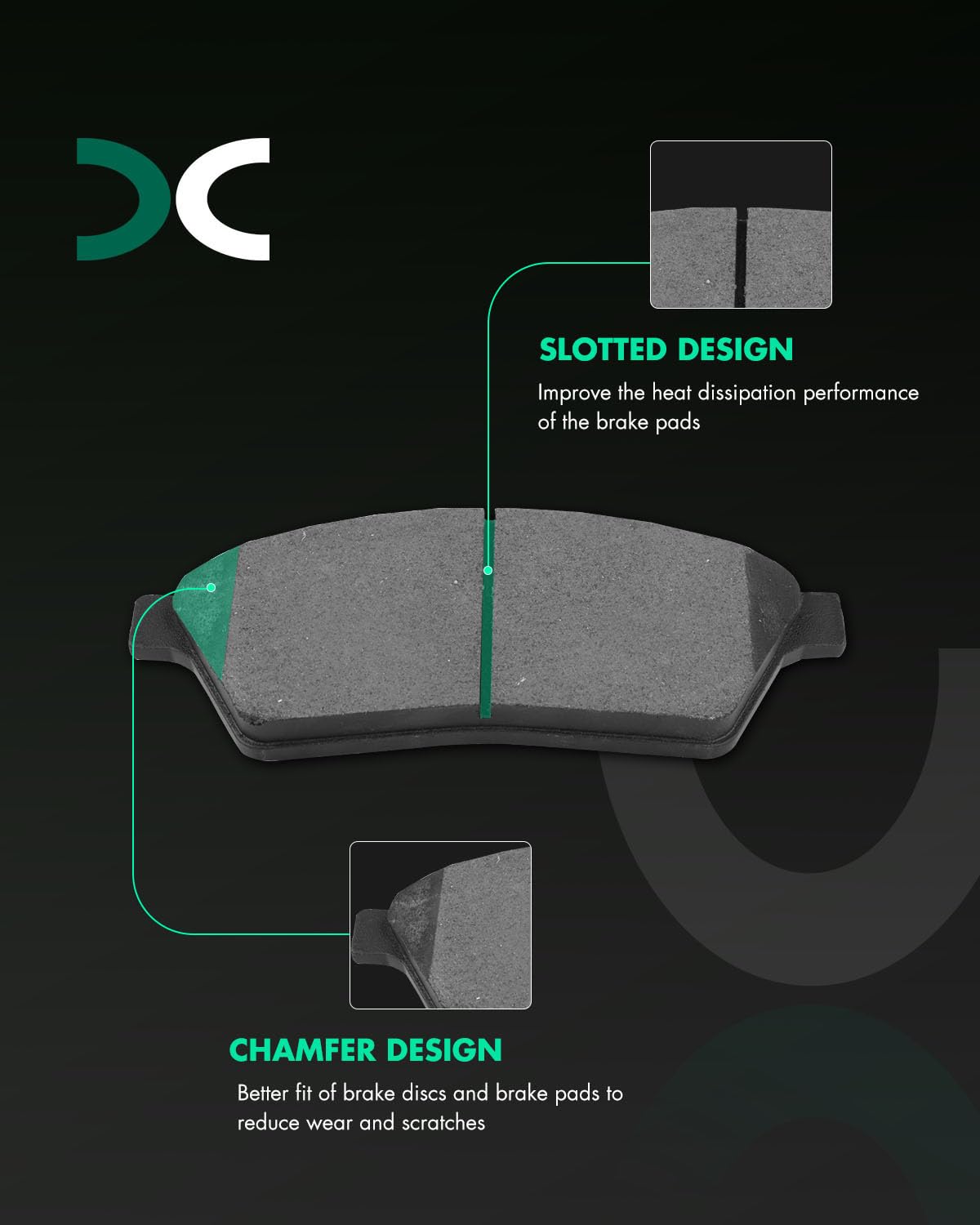 Scitoo Disc Brake Pad Set Front Ceramic Rear Semi-Metal 8Pcs W/Hardware Fit For Cadillac For Srx 2010-2016,For Saab For 9-4X 201
