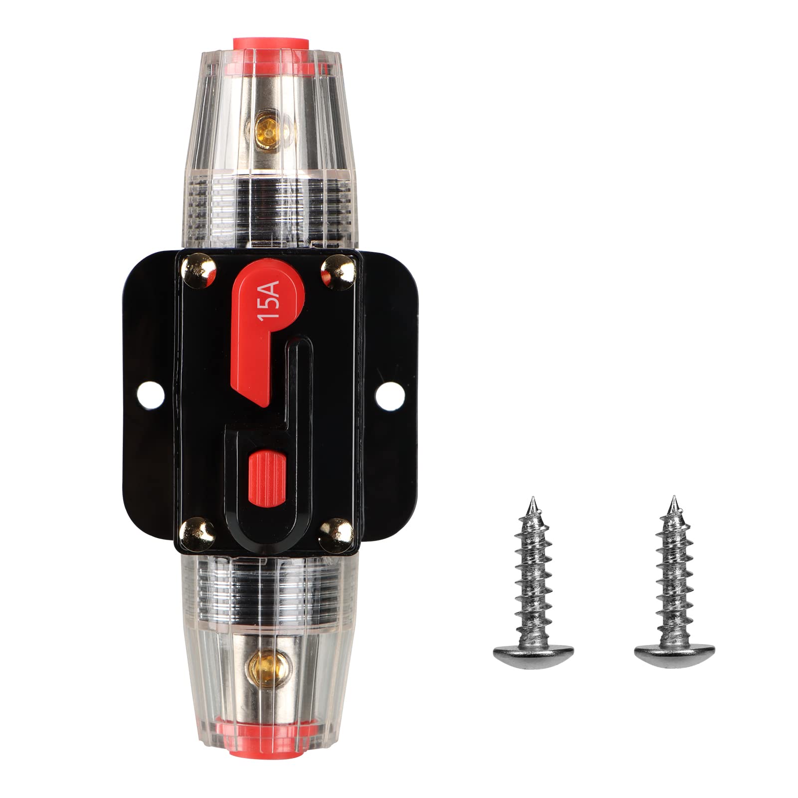 M1A2 Circuit Breaker Switch 15A Waterproof Fuse Inline Holder Resettable Fuse Manual Reset 12V-48V Dc For Car Audio Sound Amplif