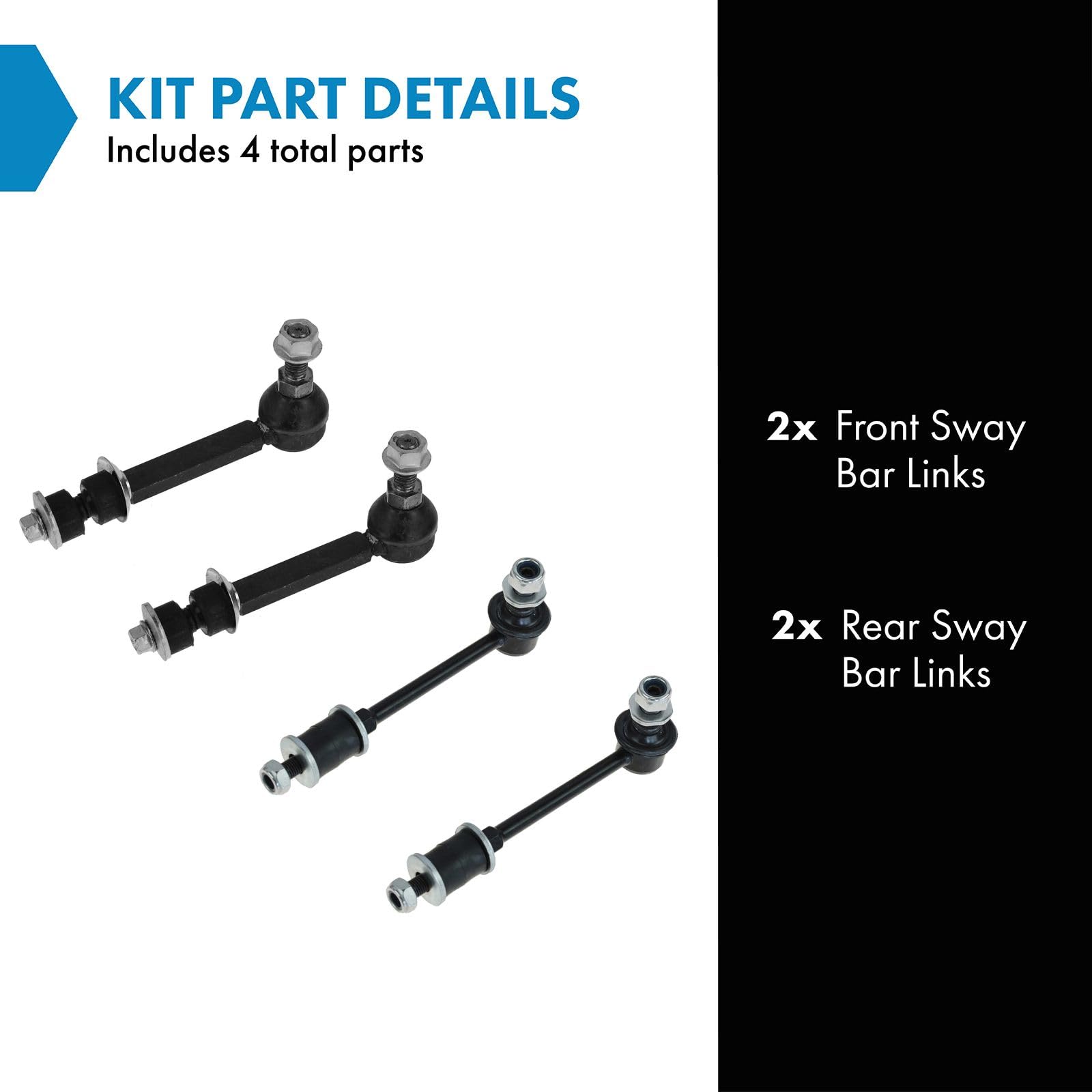 Trq Front & Rear Sway Bar Stabilizer Link Set Compatible With 1996-2002 Toyota 4Runner