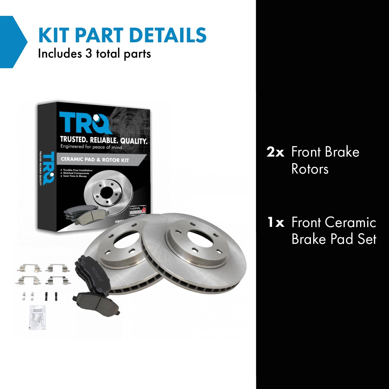 Trq Front Brake Pad & Rotor Kit Brake Pads Brake Rotor Ceramic Compatible With 2007-2012 Dodge Caliber 2008-2017 Mitsubishi Lanc