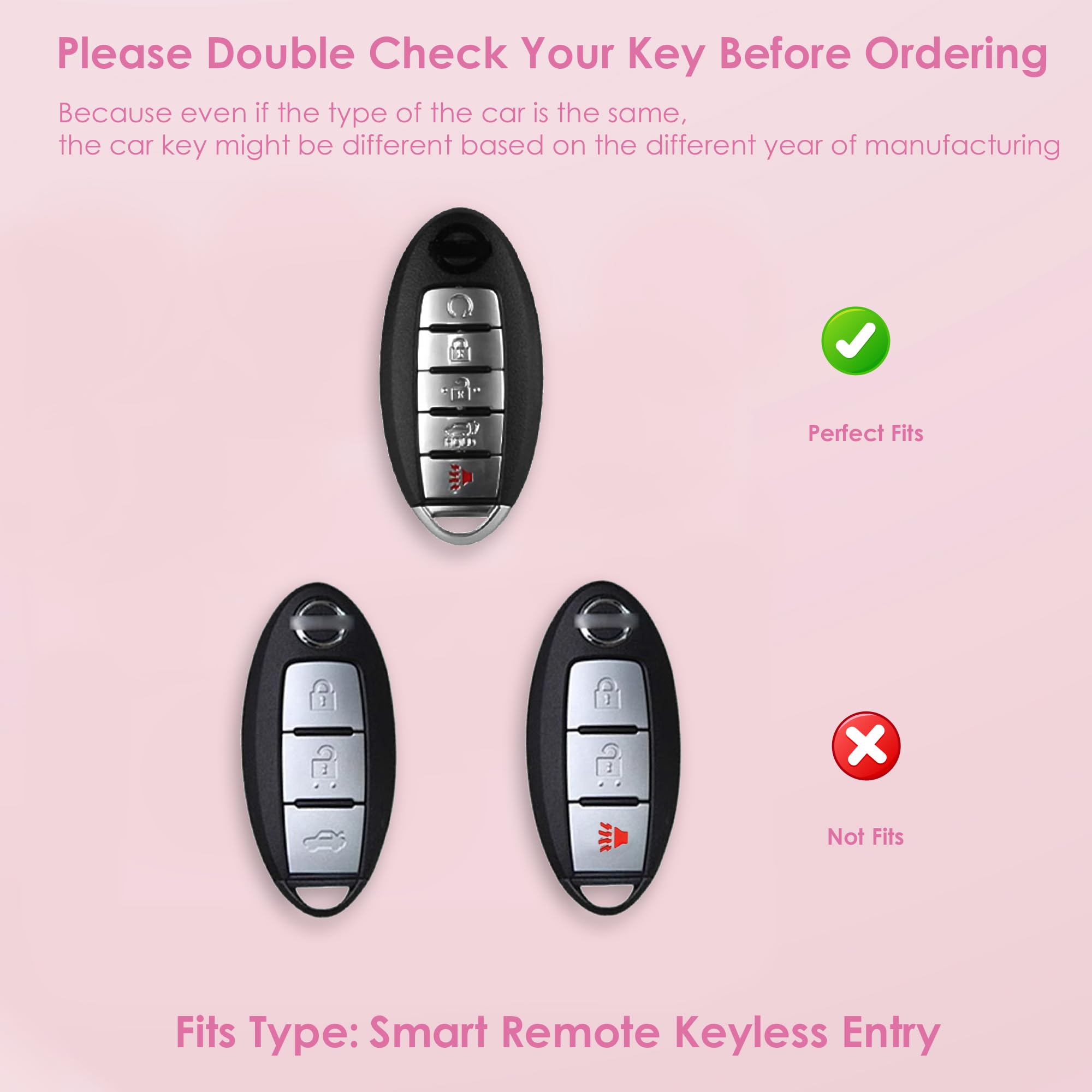 Meruns Compatiable with Nissan 5 Buttons key fob cover with Diamond Bling Keychain, Car Accessories Keys Shell TPU for Altima Se