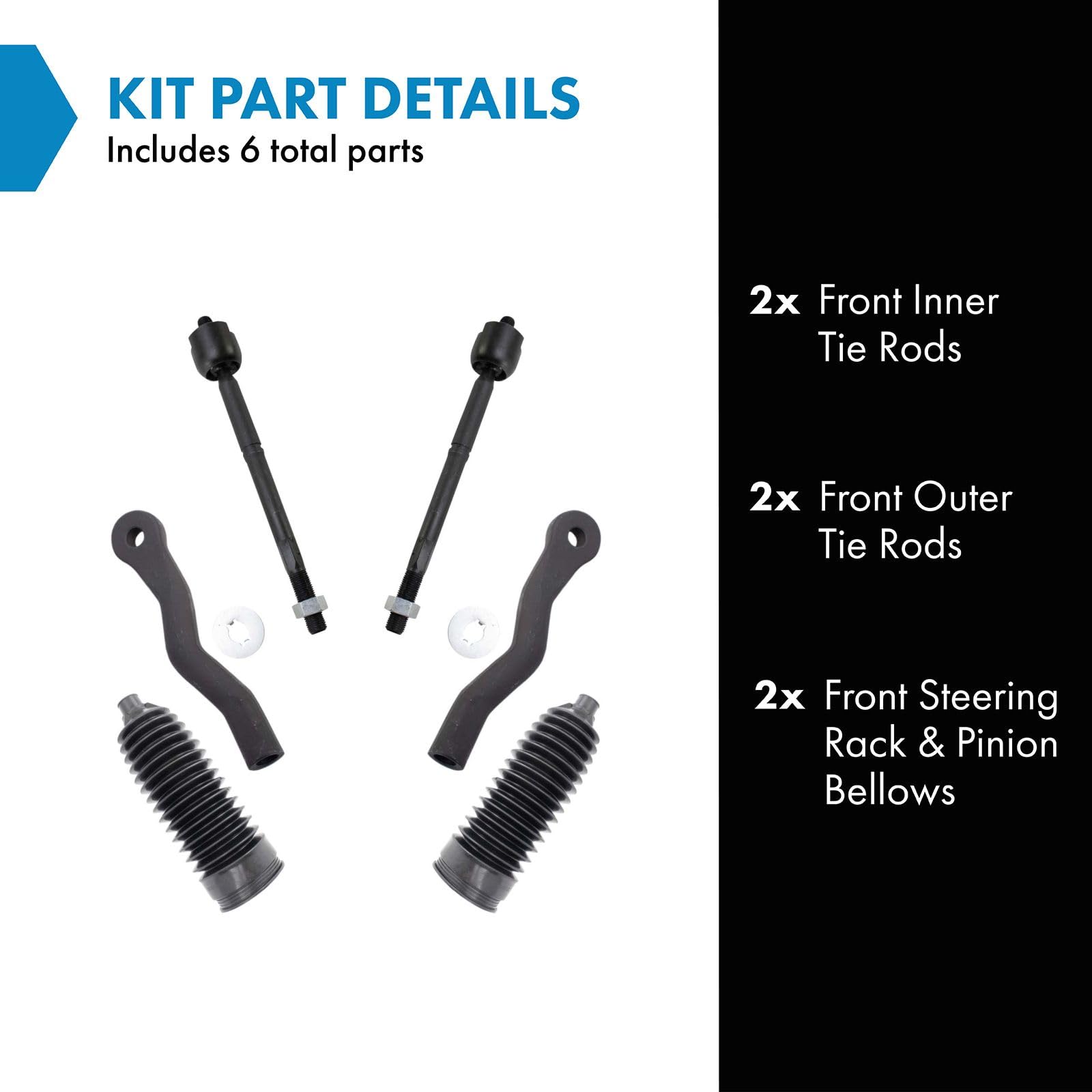 Trq Front Steering Kit Steering Rack & Pinion Bellow Tie Rod Compatible With 2007-2011 Lexus Gs350 2006-2007 Gs430 Gs450H 2008-2