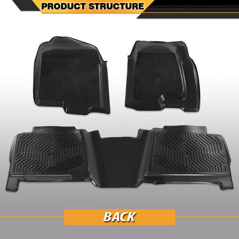 G-PLUS TPE Floor Mats Compatible with Chevy Silverado/GMC Sierra 1500 Crew Cab 1999-2006 3PCS Cargo Liner All Weather Full Cover