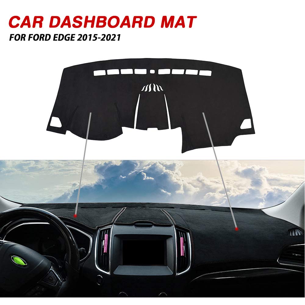 Cartist Dashboard Cover Mat for 2015-2022 2023 2024 Ford Edge Accessories Dash Cover Flannel Dash Mat Sunshade Glare UV Rays Pro