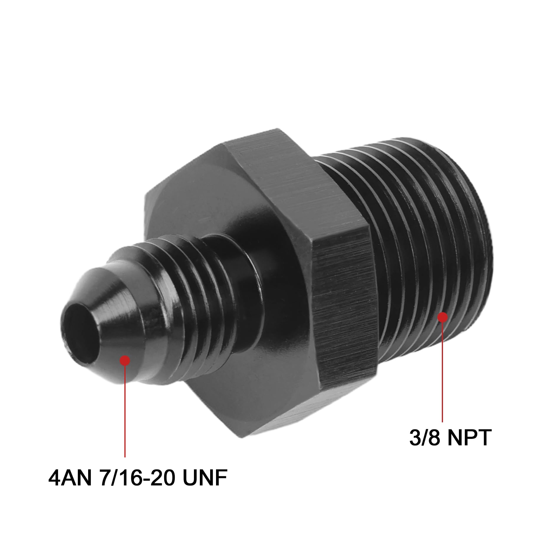 Evil Energy 4An Male Flare To 3/8'' Npt Pipe Fitting Adapter Straight Aluminum Black