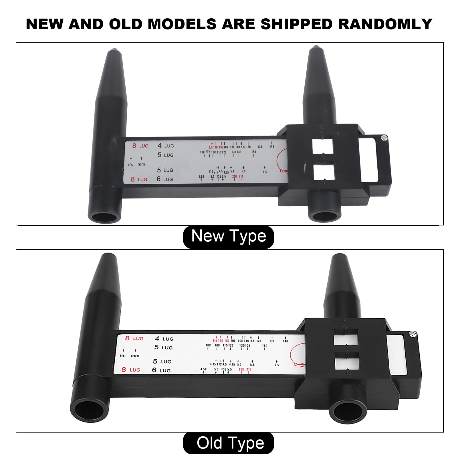 Rim Bolt Pattern Measuring Tool,Car Wheel Rim Bolt Pattern Sliding Measuring Gauge Tool Pcd Ruler 4 5 6 8 Lug