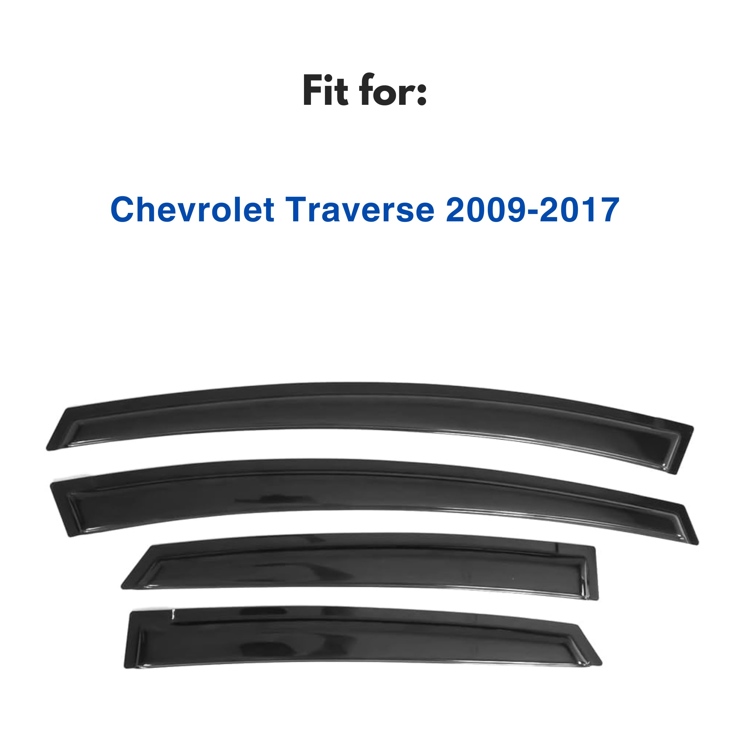 Ig Window Visor For Chevy Chevrolet Traverse 2009-2017, Rain Guard Tape-On Extra Durable Sun Wind Side Vent Window Deflector, 20