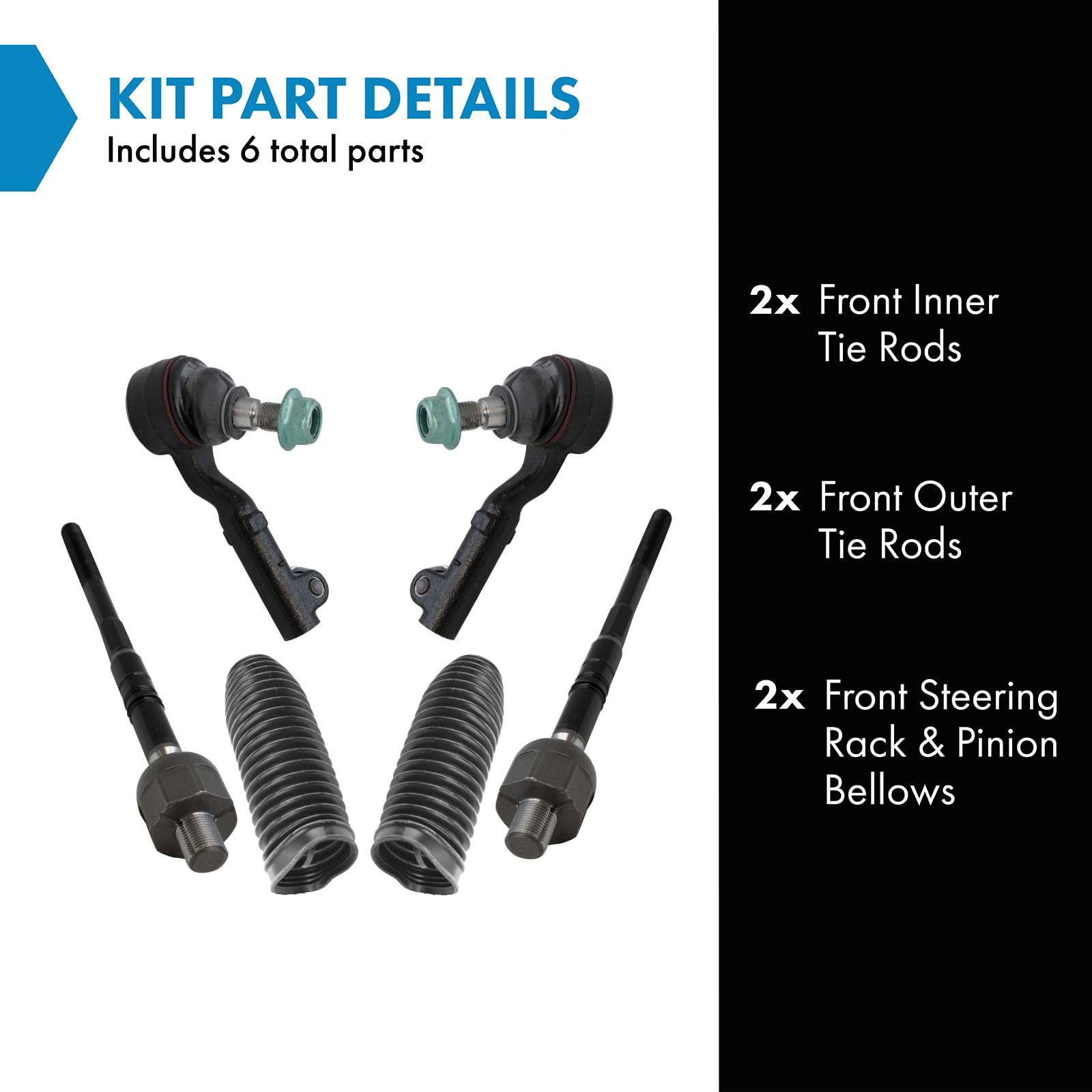 Trq Front Steering Kit Steering Rack & Pinion Bellow Tie Rod Compatible With 2006 Bmw 325Xi 2009-2013 328I Xdrive 2007-2008 328X