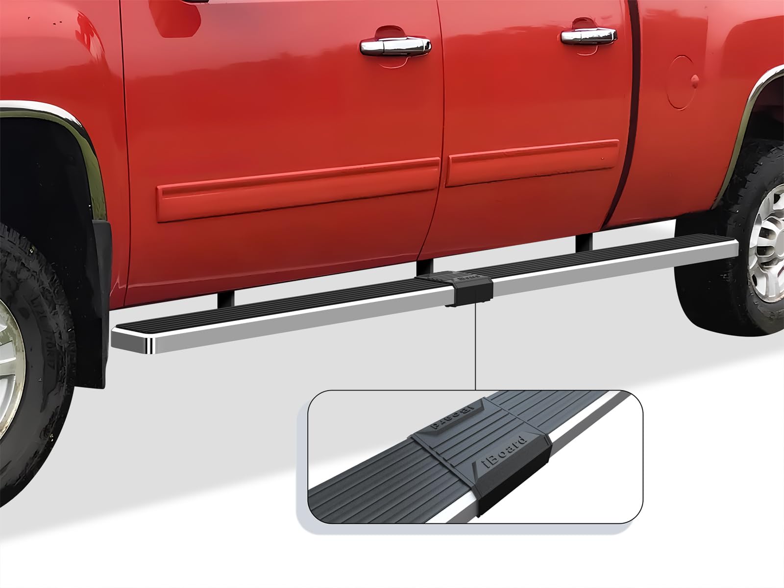 APS Running Boards (Side Bars Side Steps) Compatible with Chevy Silverado GMC Sierra 1500 2001-2013 Crew Cab 6.5ft Bed & 2500 35