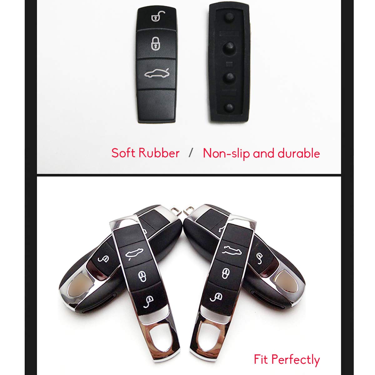 Remote Key Button Cover Compatible with Porsche, Jaronx Keyless Entry Key Fob Button Center Rubber Protectors Skin Jacket (Compa