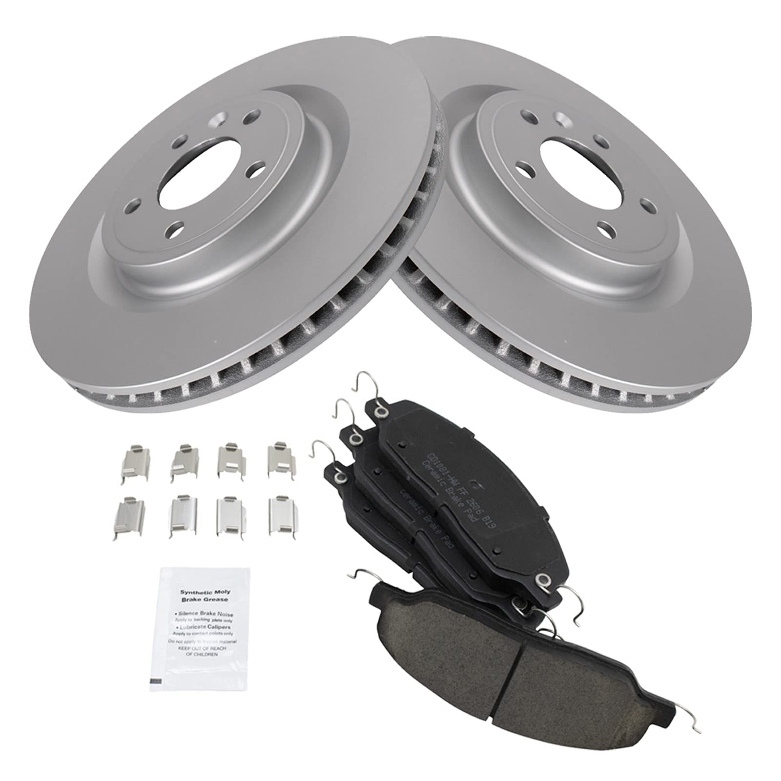 Trq Front Brake Pad & Rotor Kit Brake Pads Brake Rotor Ceramic Premium G-Coated Compatible With 2013-2014 Ford Mustang