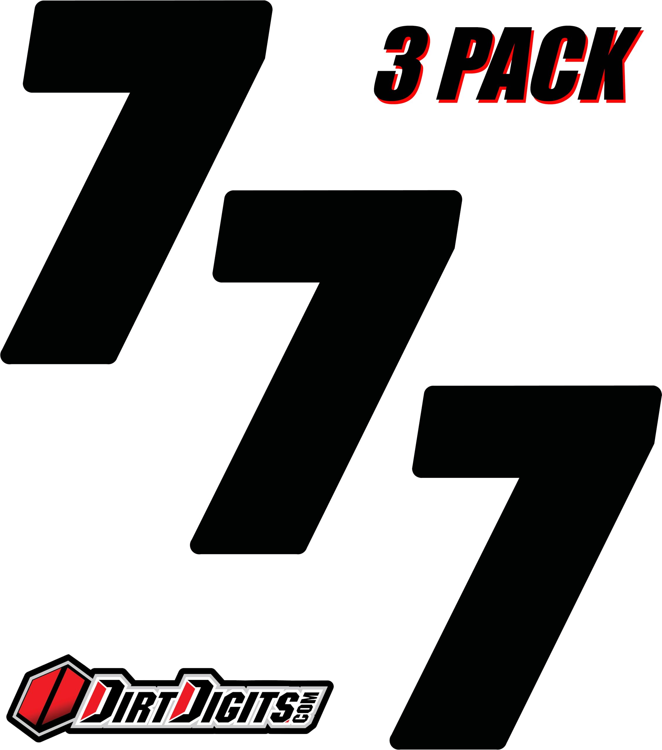 Dirt Digits Dd53B-7 Black 5.5'' High-Gloss Precision Die Cut Vinyl Number 7, 3 Pack