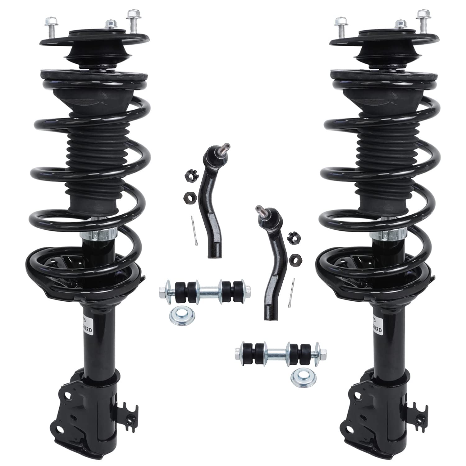 Detroit Axle - Front 6pc Struts Kit for Toyota Echo 00-05, Sway Bar Links Outer Tie Rods Struts w/Coil Spring 2000 2001 2002 200