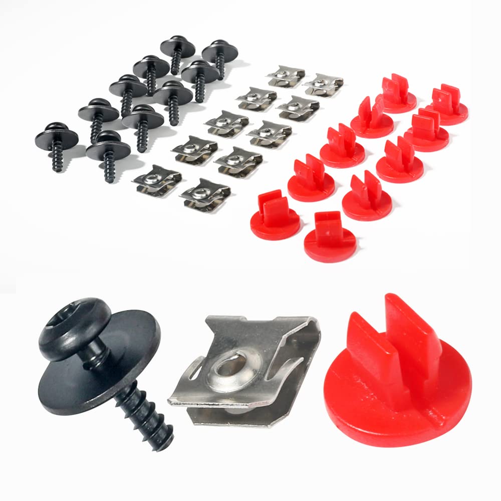10 Sets Engine Splash Shield Screw Kit,T30 Engine Splash Shield Guard Undertray Cover Screws with Screw Seat and Gasket,Fit for 