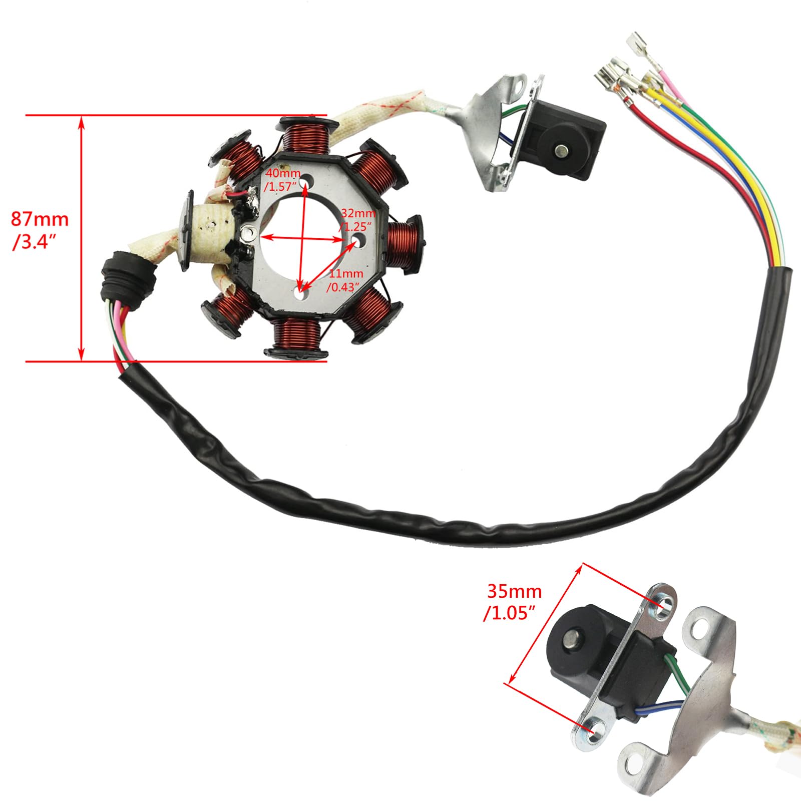 Pro Bat 8 Coil Magneto Stator 5 Wires For Zongshen Cg125 125Cc 150Cc 200Cc 250Cc Scooter Moped Atv Quad Dirt Bike Pit Bike 4 Wheelers
