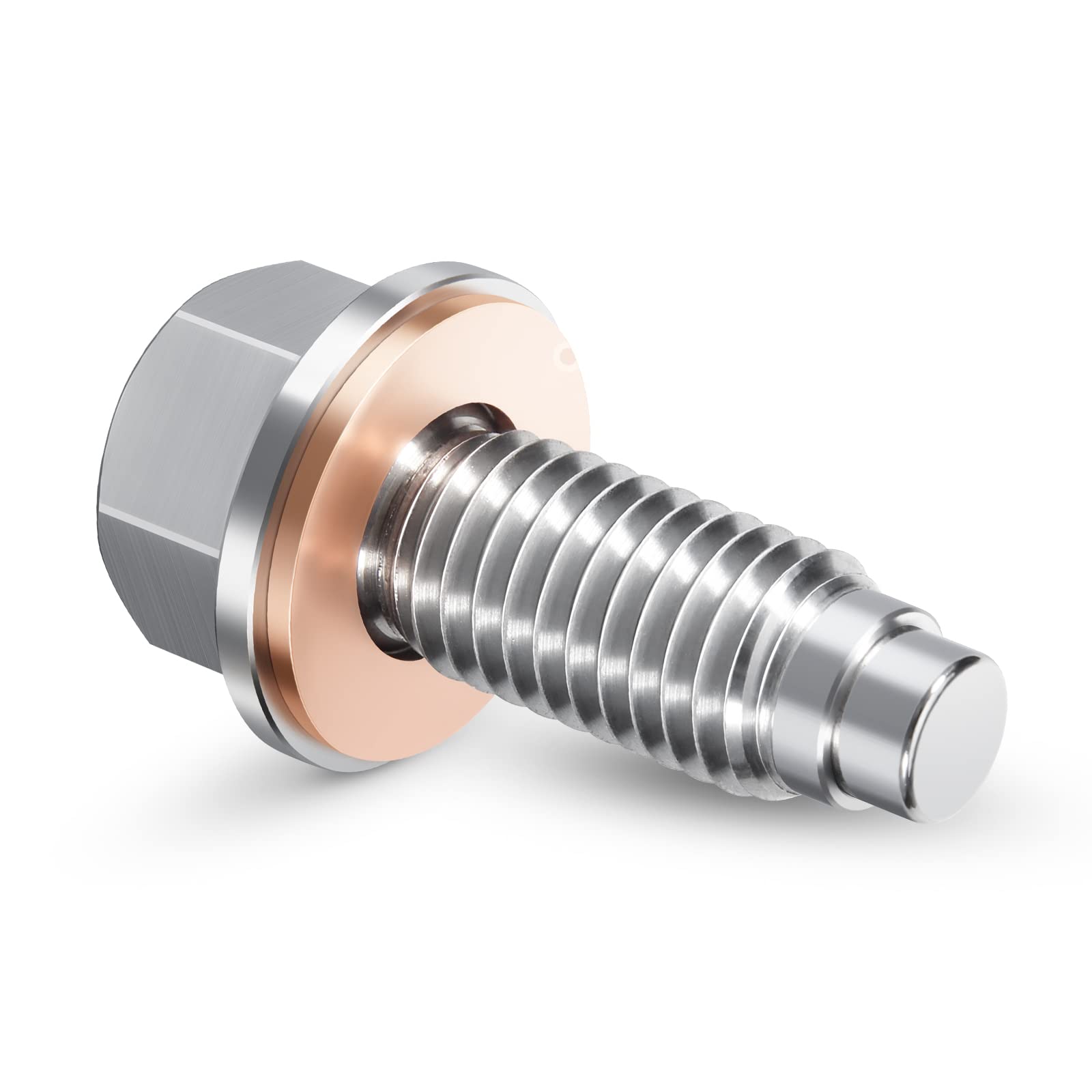 Oxygenie M12 X1.75 Magnetic Oil Drain Plug Stainless Steel With Red Copper Washer Gaskets Replacement For Chevrolet, Gmc, Buick