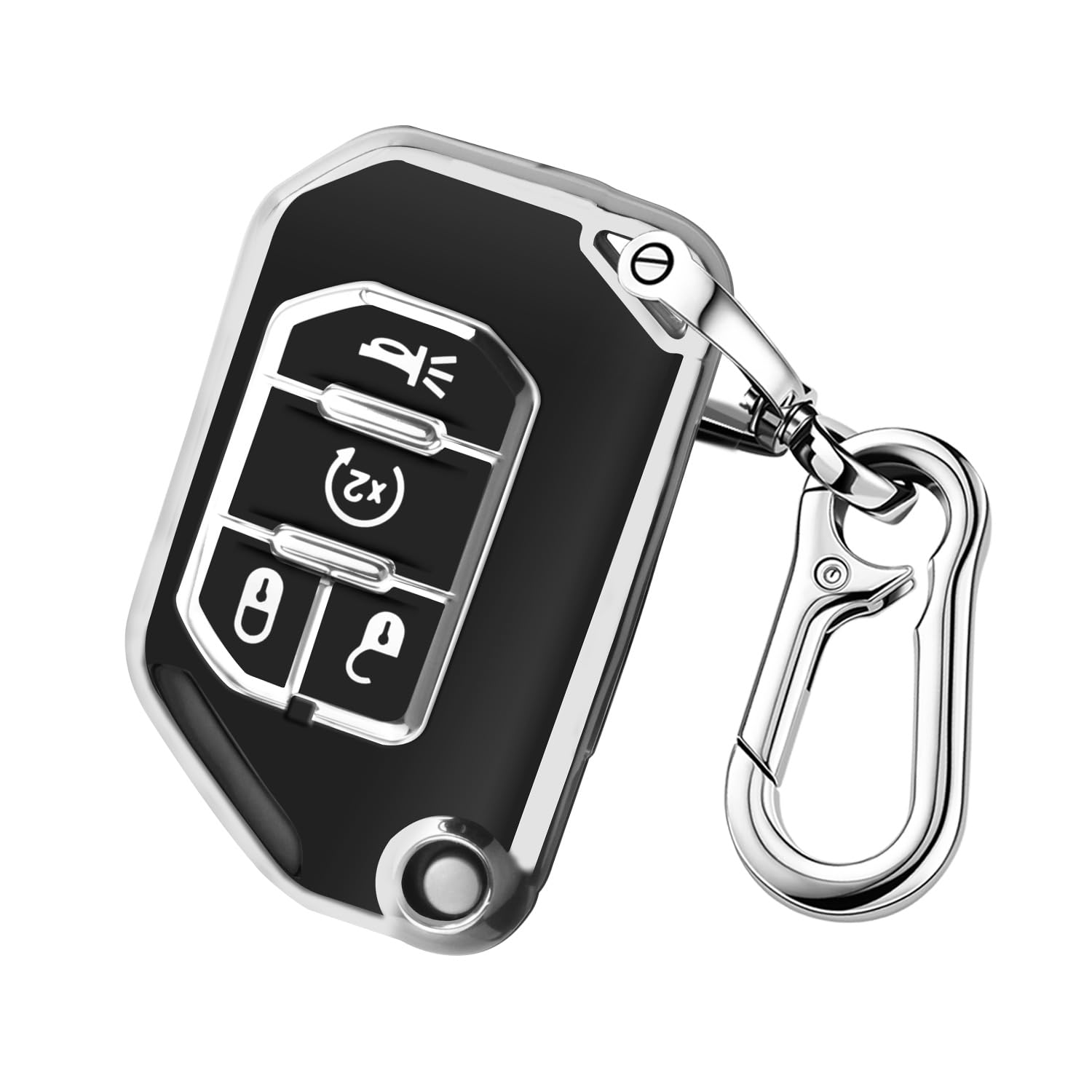 QBUC for Jeep Key Fob Cover,Flip Key Case Protector with Keychain Fit for Jeep Wrangler JLU JL Gladiator Rubicon JT Smart Remote