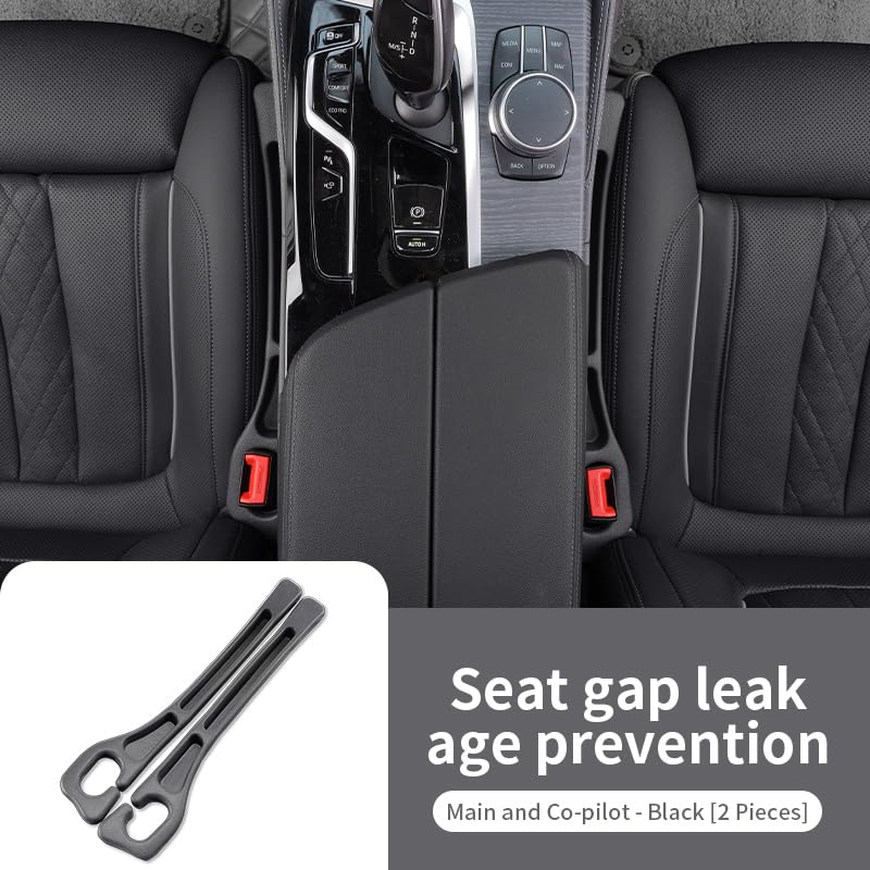 Car Seat Gap Filler Organizer Universal Fit Car Suv Truck Console Side Plug Strip Stopping Phone Key From Falling, Pack Of 2 Bla