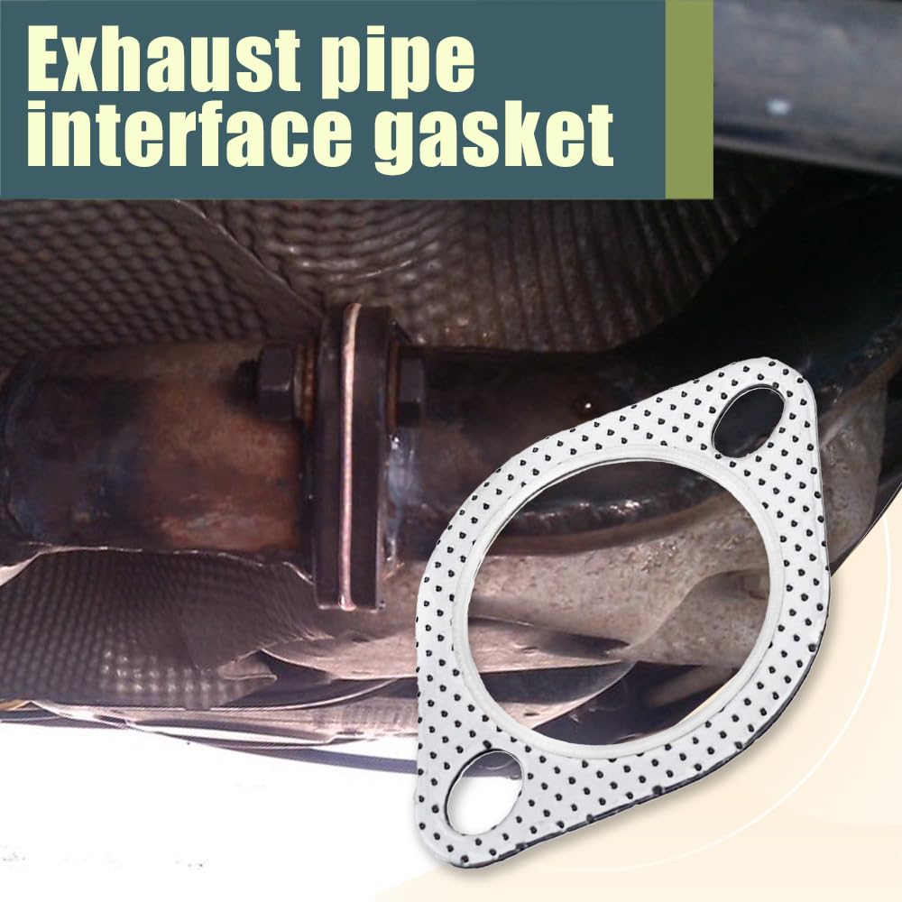 Kutyun 2PCS Car Exhaust Gasket, Exhaust Pipe Gasket, 2-Bolt 2.5'' Standard Exhaust Manifold Gasket, Ultra Seal Exhaust Flange Ga