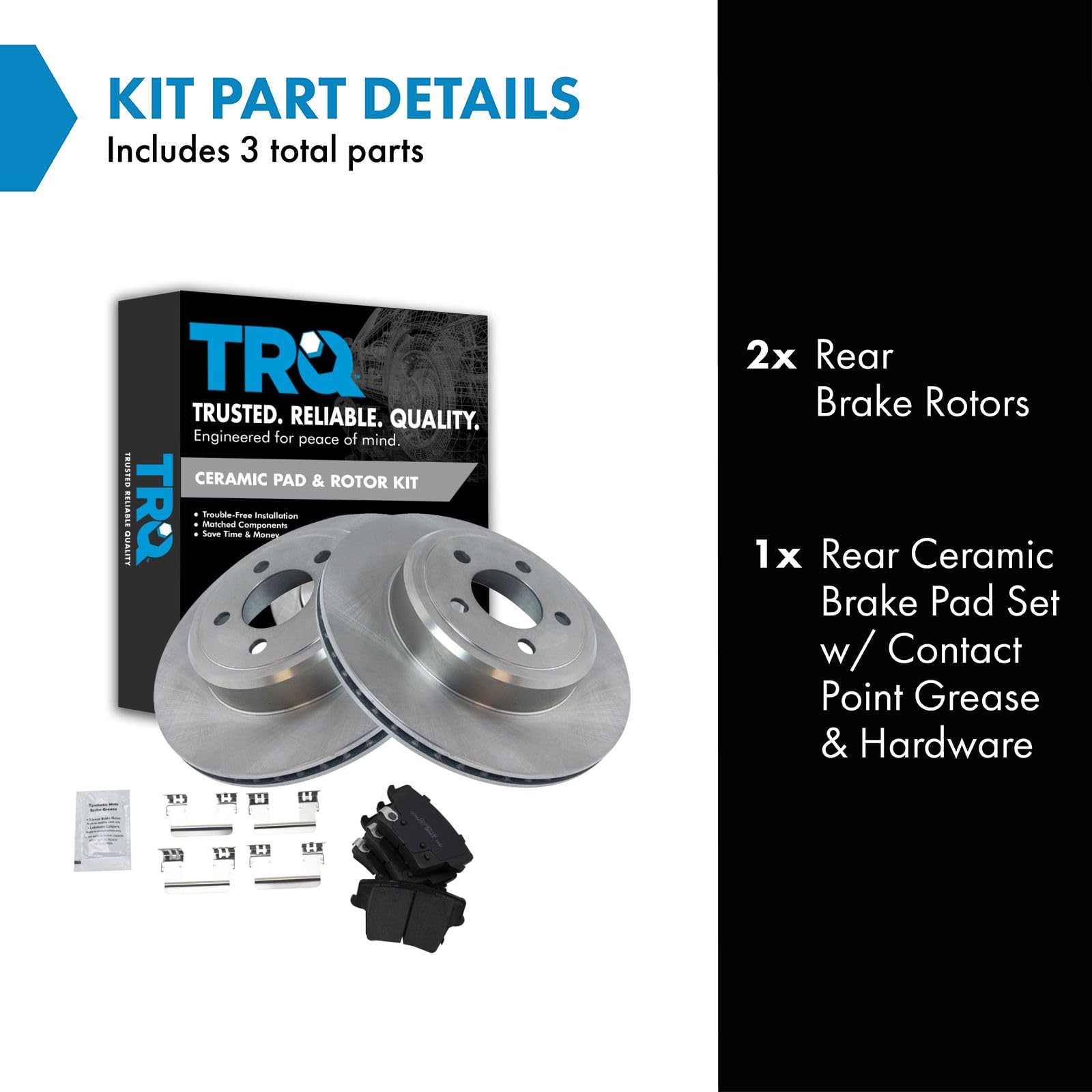 TRQ Rear Brake Pad & Rotor Kit Brake Pads Brake Rotor Ceramic Compatible with 2005-2021 Chrysler 300 2009-2021 Dodge Challenger