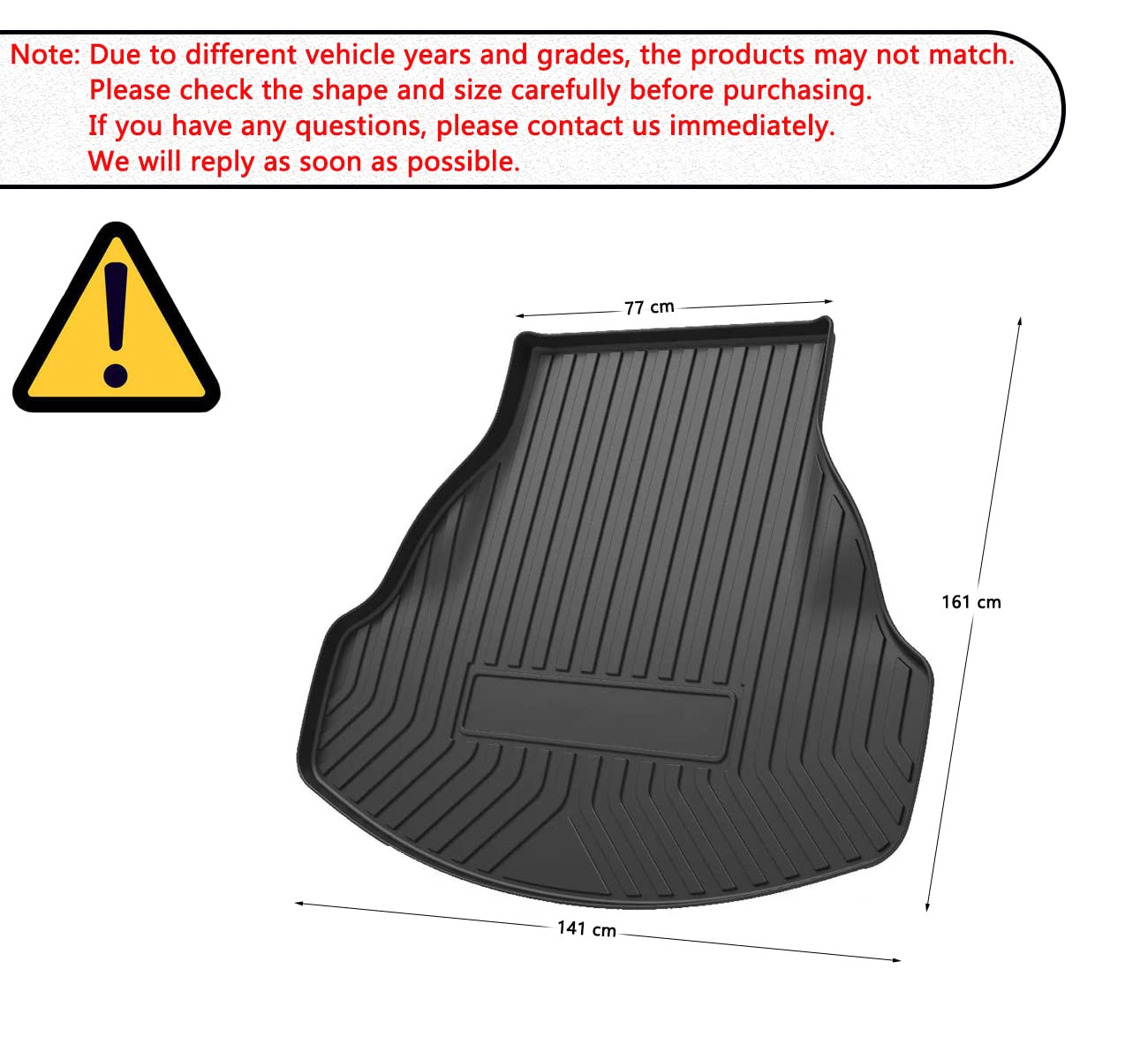 Accord Cargo Liner - All-Weather Rear Trunk Tray Cargo Mats Protector Custom Fit, 3D Tech Waterproof Flexible Tpo Accessories, C