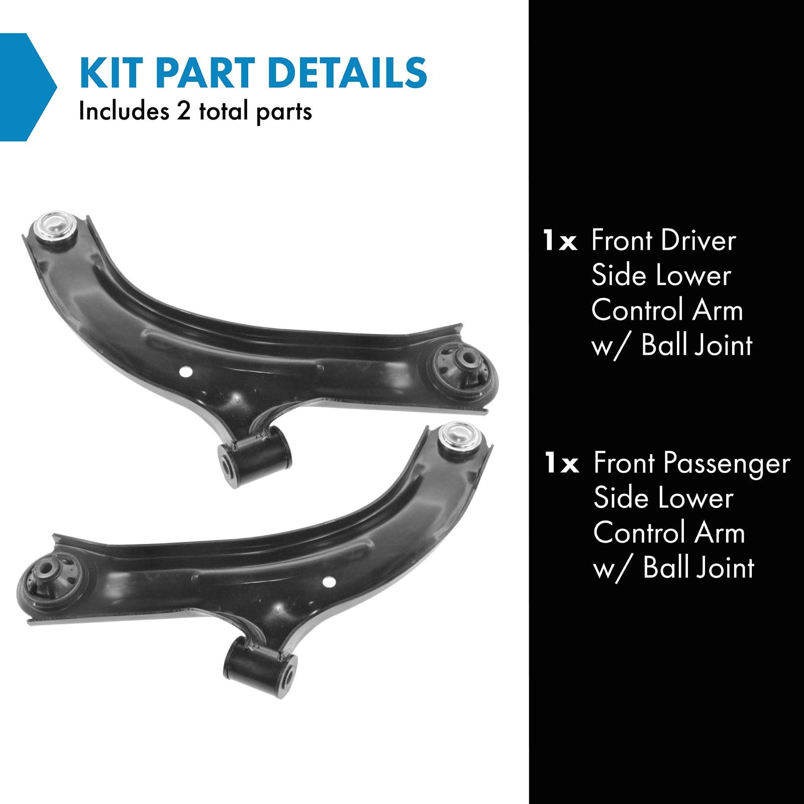 Trq Front Lower Control Arm With Ball Joint Set Compatible With 2009-2014 Nissan Cube 2007-2012 Versa