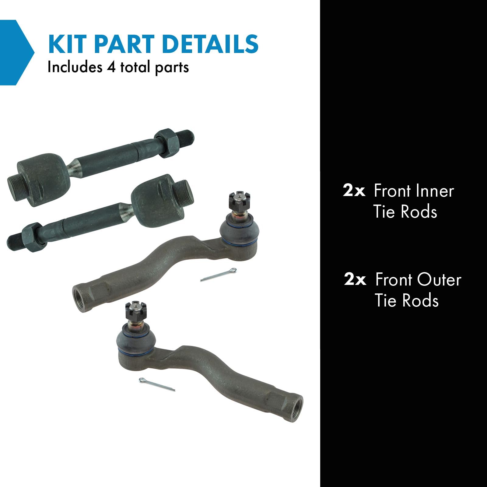 Trq Front Tie Rod Set Compatible With 2008-2022 Toyota Sequoia 2007-2021 Tundra