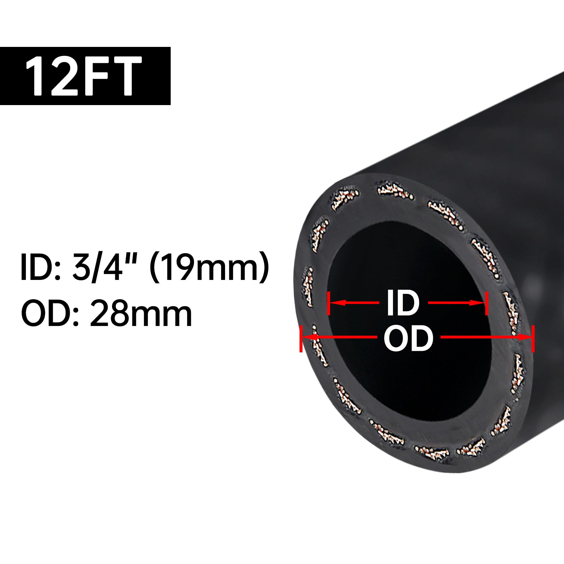 Evil Energy 3/4 '' Fuel Transfer Hose 12Ft,Farm Fuel Hose For Dispensing Diesel Gasoline Kerosene Biodiesel