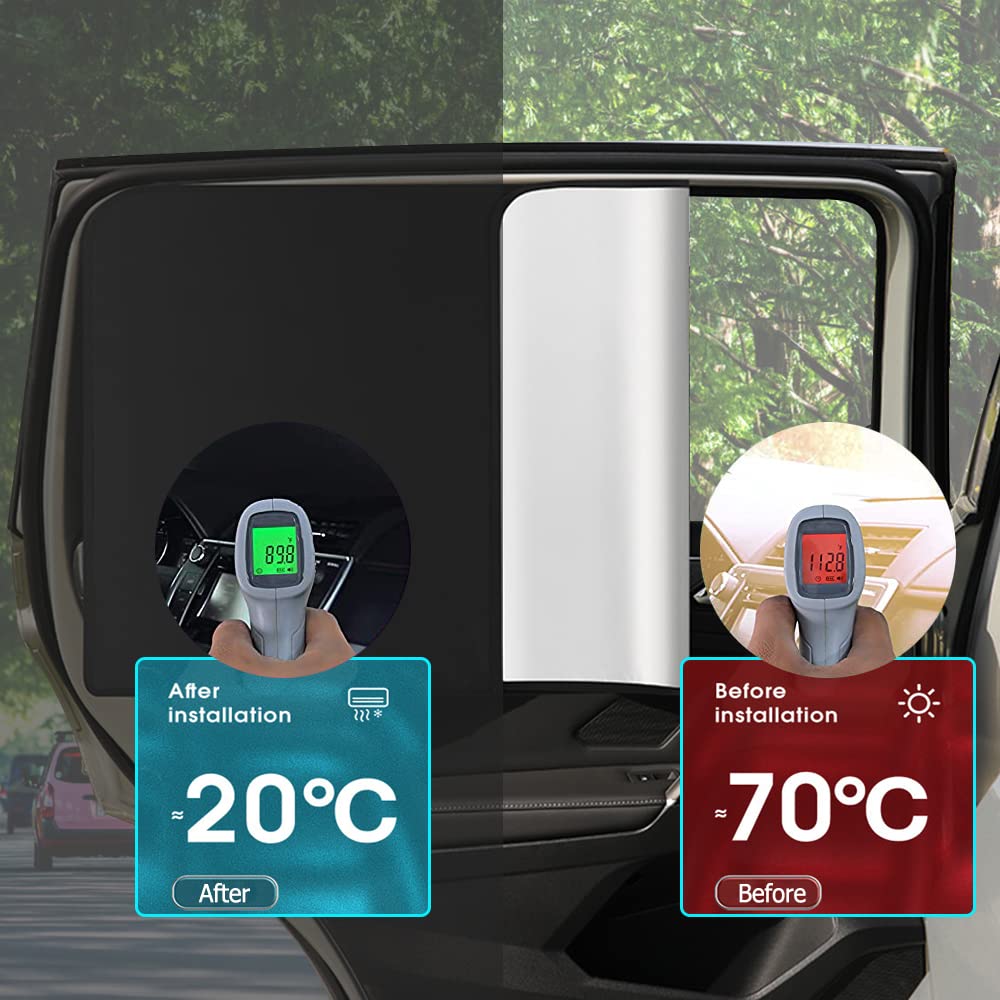 2PCS Car Side Window Sun Shades, Magnetic Sunshades for Car Windows, Front Seat Window Sunshades Privacy Curtains, Front Side Wi