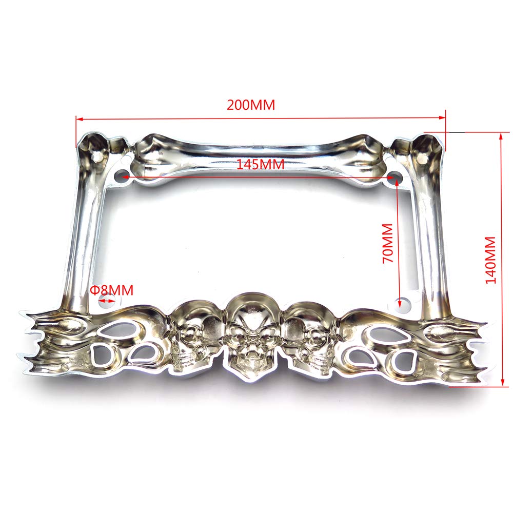 Httmt- Mt294-006-Cd- Cruiser Accessories Skull & Flame Motorcycle License Plate Frame (Chrome) Durable And Long Lasting.