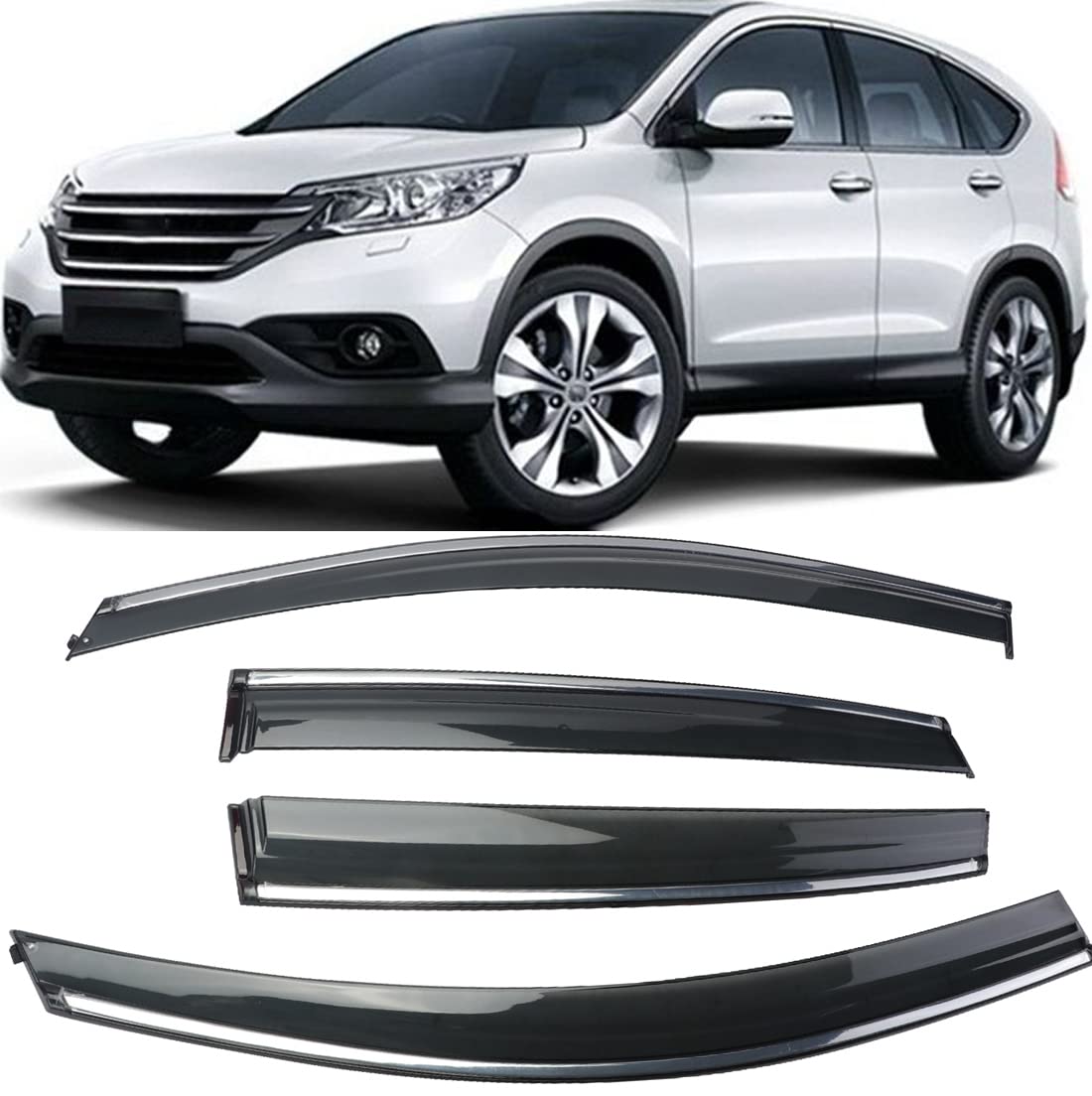 Misioek Rain Guards Suitable For Crv 2012-2016, Window Visor, Dark Smoke Accessories, Window Deflectors, Rain Guard, 4 Pcs