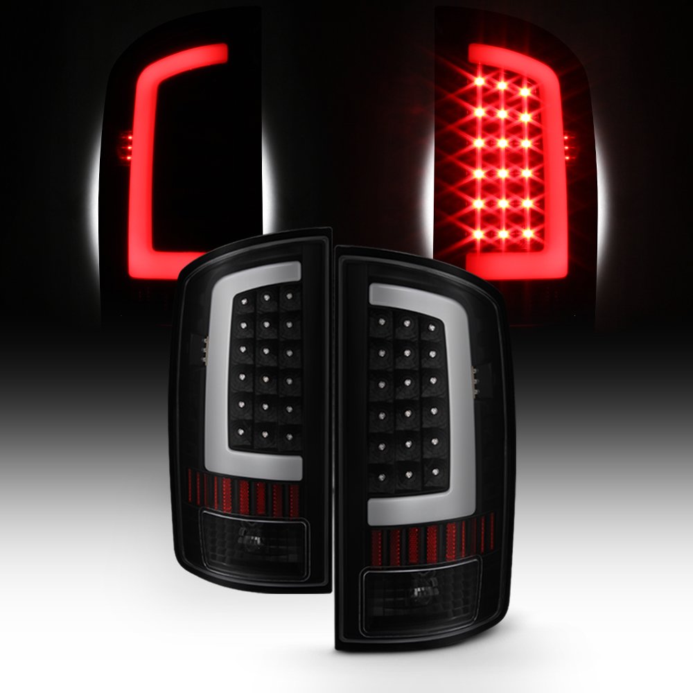 Akkon - For 03-06 Dodge Ram 1500 2500 3500 Led Drl Light Tube Black Smoked Tail Brake Light Lamp Assembly