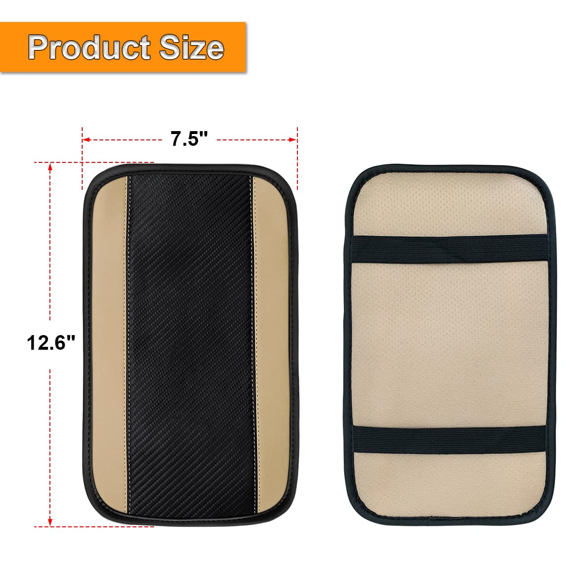 8Sanlione Car Center Console Cover, 12.6X7.5 Pu Leather Car Armrest Cover Universal Waterproof Center Console Pad, Car Accessories Interior Protection For Cars, Vehicles, Suvs (Beige)