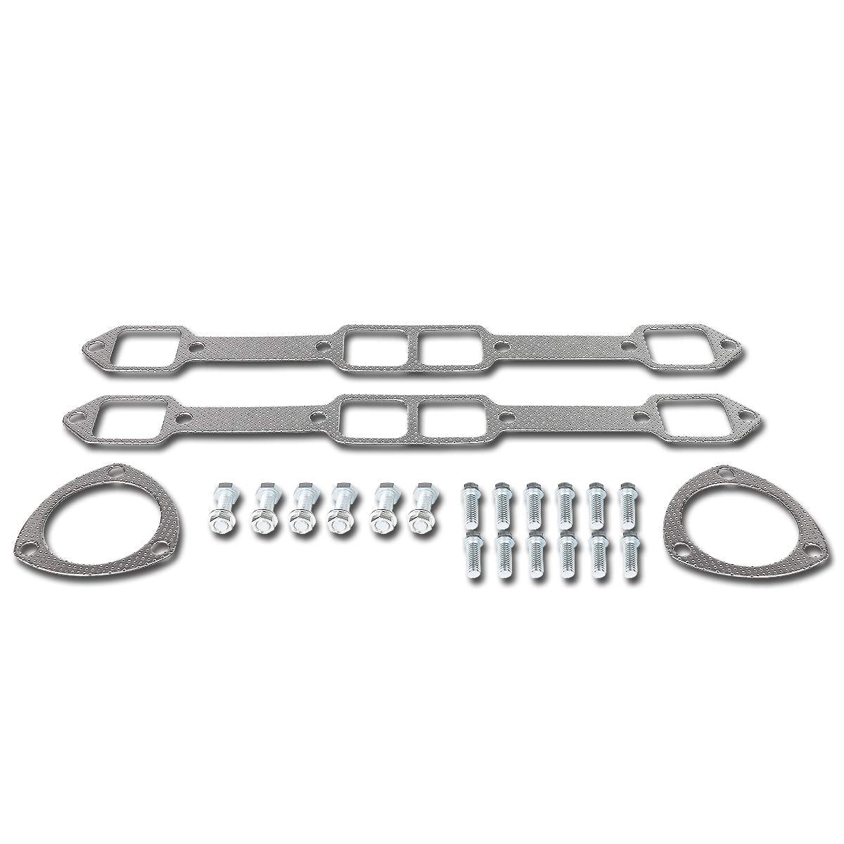 Dna Motoring Gktset-Moparbb-V8 Aluminum Exhaust Manifold Header Gasket Set Replacement,Metallic