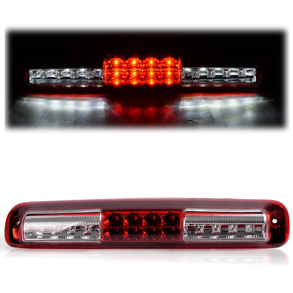 Cheda Third Brake Lights, Compatible With 1999-2006 Chevy Silverado Gmc Sierra, Clear Red Lens Chrome Housing 3D Led Bar Tail Ca