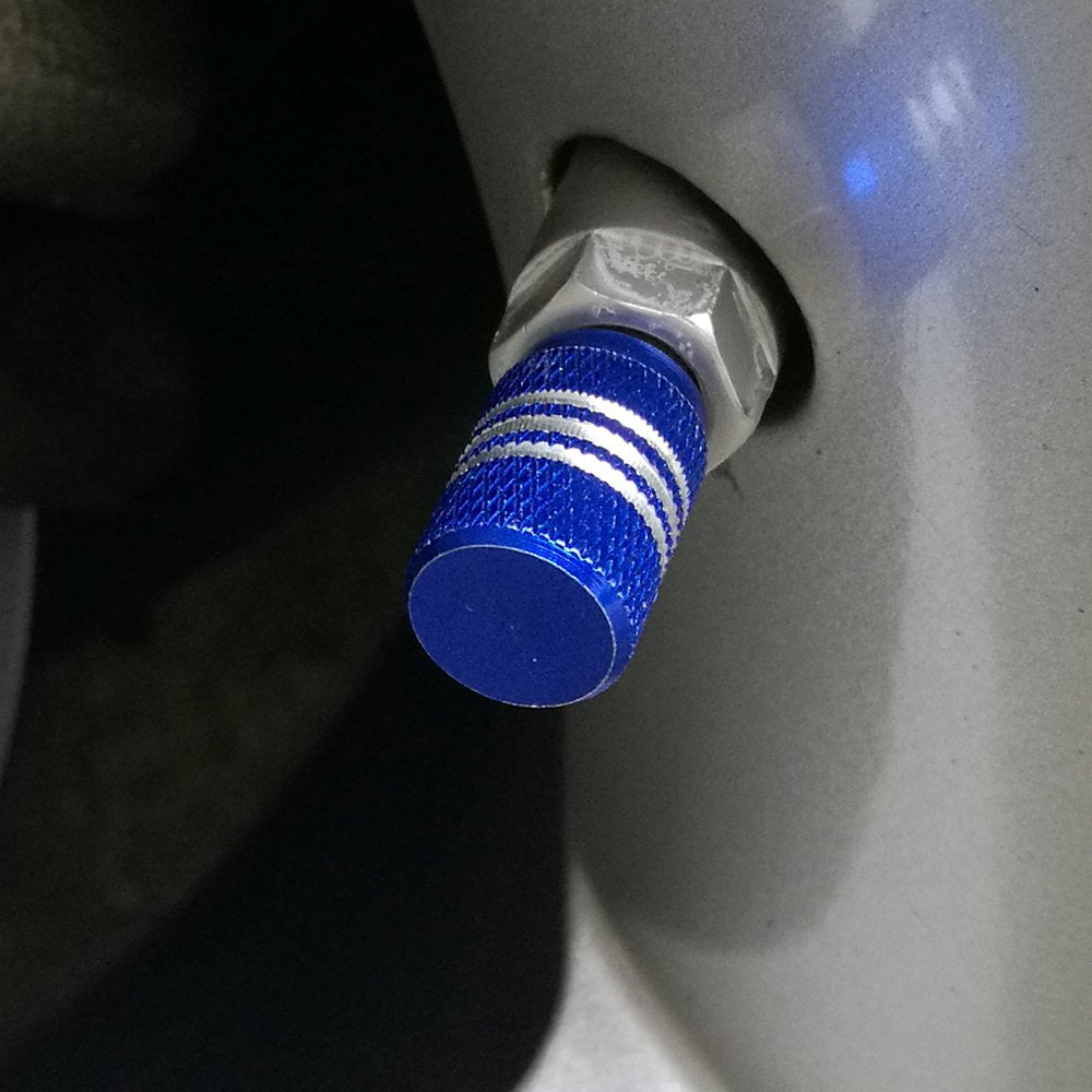 Senzeal 5X Aluminum Car Tire Valve Stem Caps Round Style Air Covers Blue