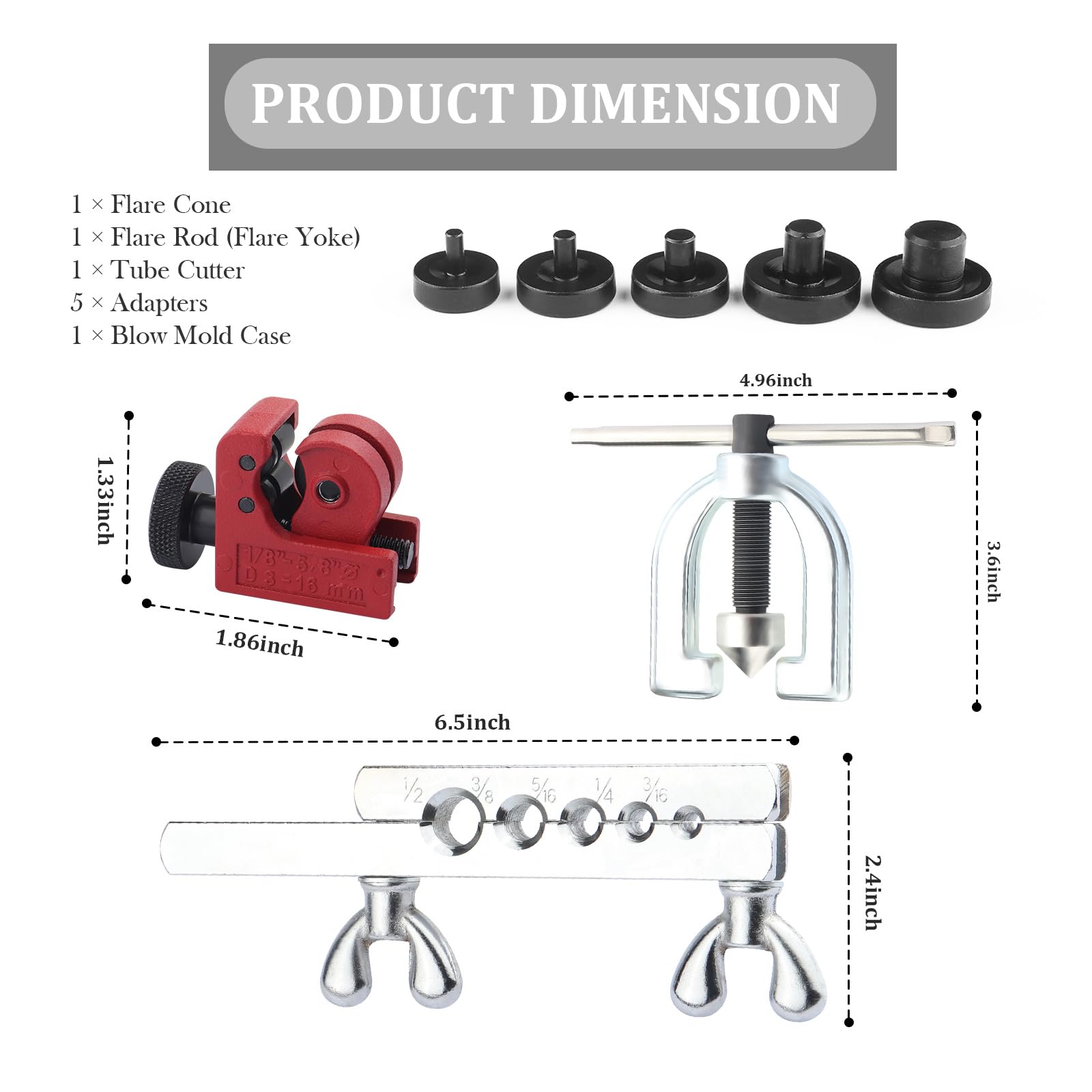 25Ft 1/4'' and 3/16'' Brake Line Kit with Includes 32 Inverted Flare Brake Line Fittings and Double & Single Brake Line Flaring