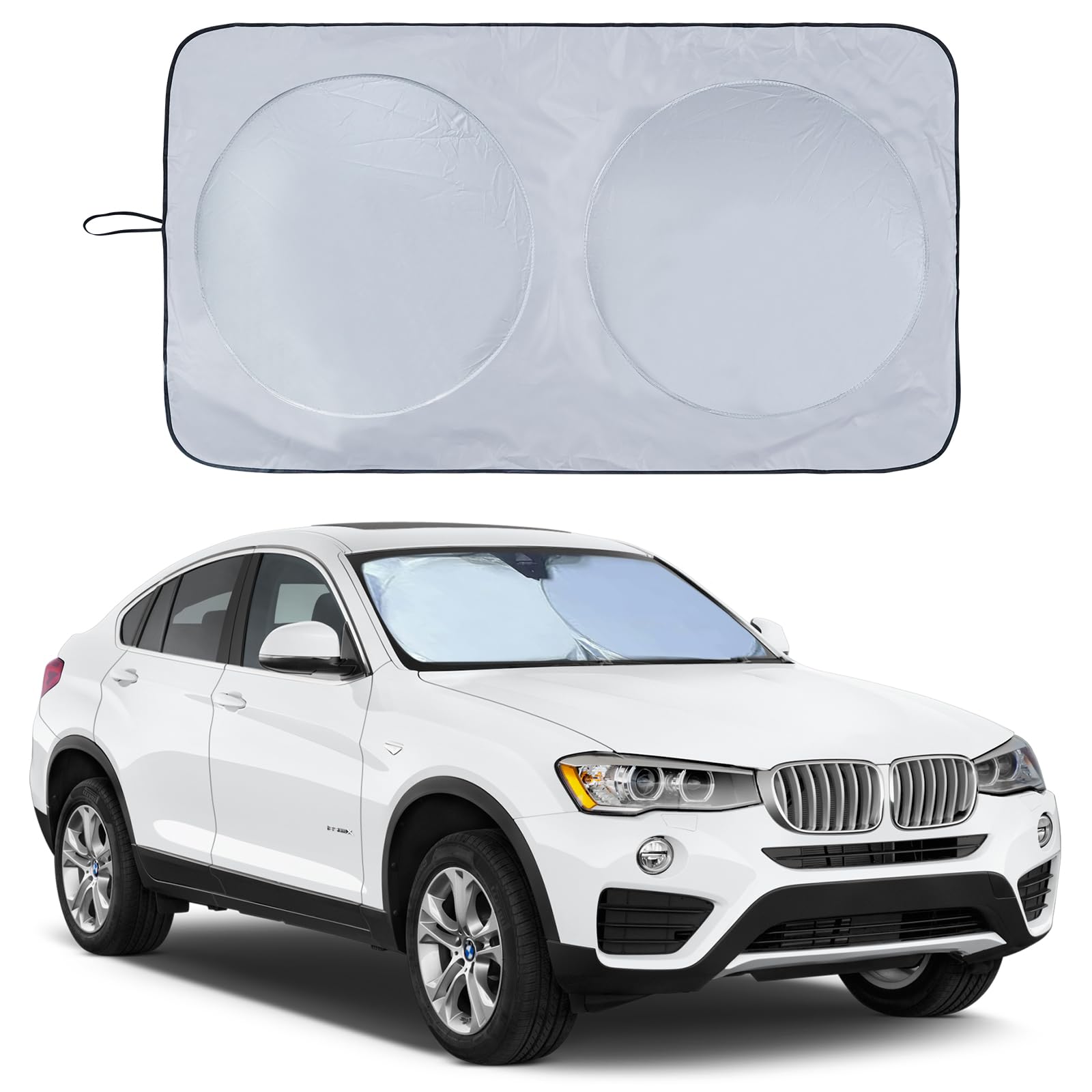Ic Iclover Car Windshield Sun Shade, 210T Polyester Foldable Front Window Sun Visor Protector, Blocks Uv Rays And Heat Sun Prote