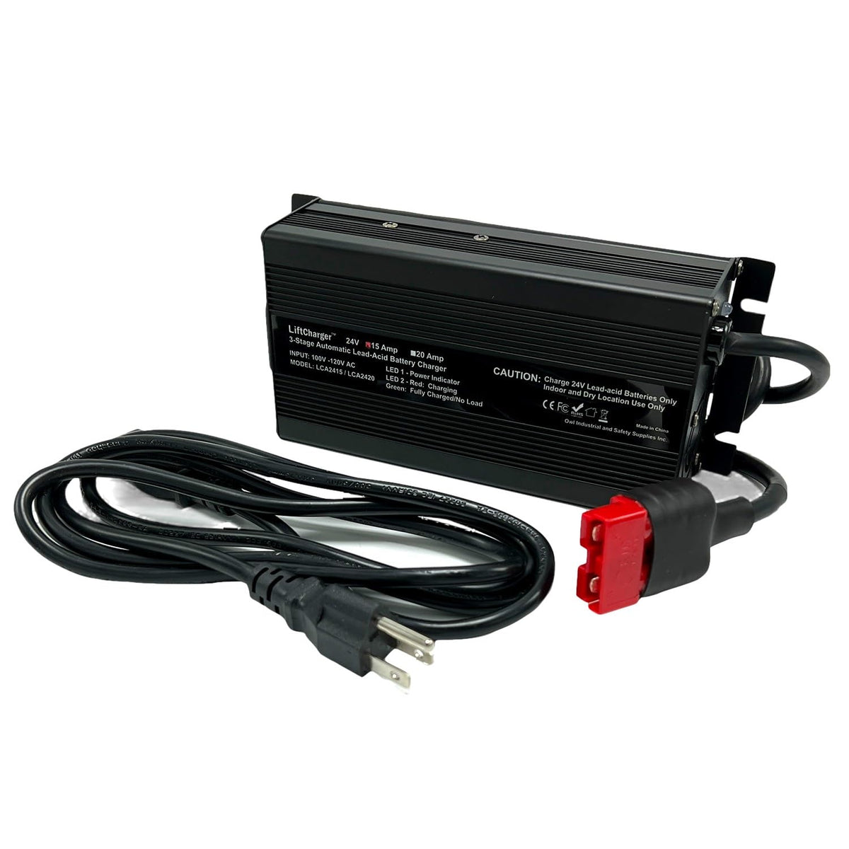 24 Volt 15 Amp Battery Charger for 24V Floor Scrubber Sweepers - Tennant T2,T3, T5, T7, T300, 1610; Clarke Focus II, Encore S20;