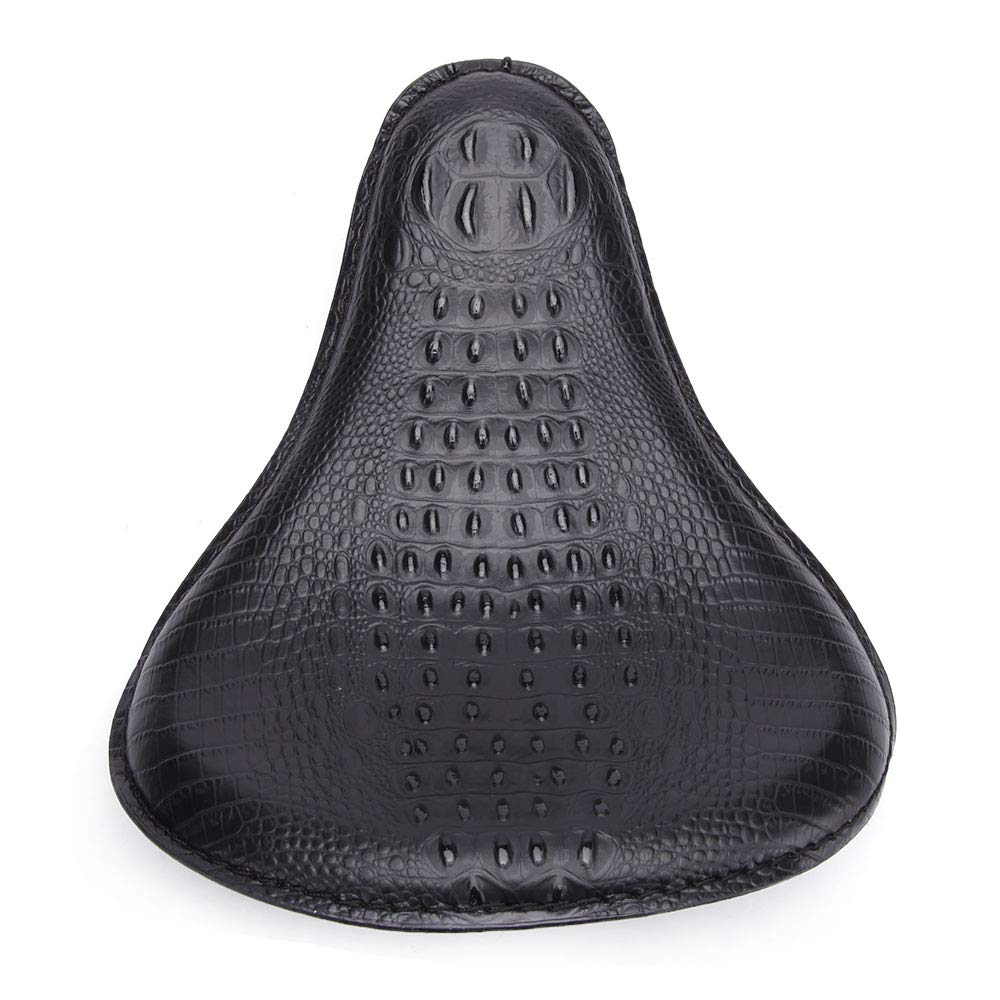 13'' Black Crocodile Skin Motorcycle Leather Driver Seat Cushion for Harley Davidson Sportster Chopper Bobber (Black-Crocodile)