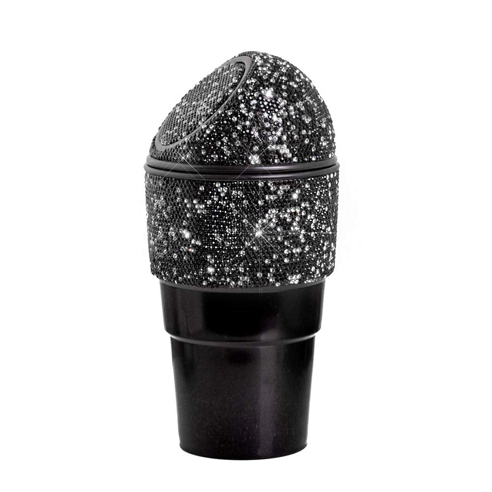 Idain Bling Rhinestone Auto Garbage Can Car Trash Can With Lid Mini Garbage Bin For Automotive Car, Home, Office, Kitchen, Bedro