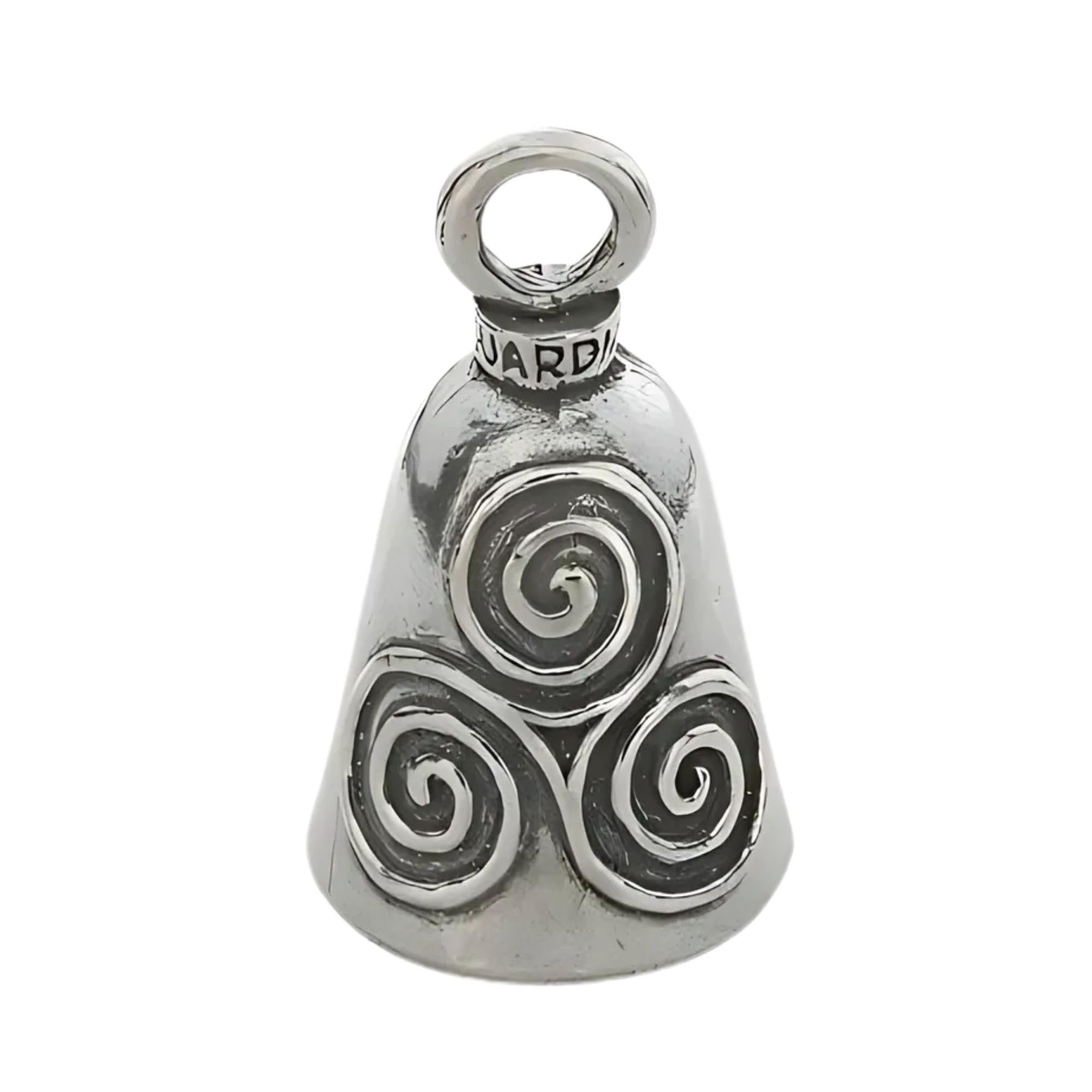 Guardian Bell Triskele Good Luck Bell W/Keyring & Black Velvet Gift Bag | Motorcycle Bell | Lead-Free Pewter | Made In Usa