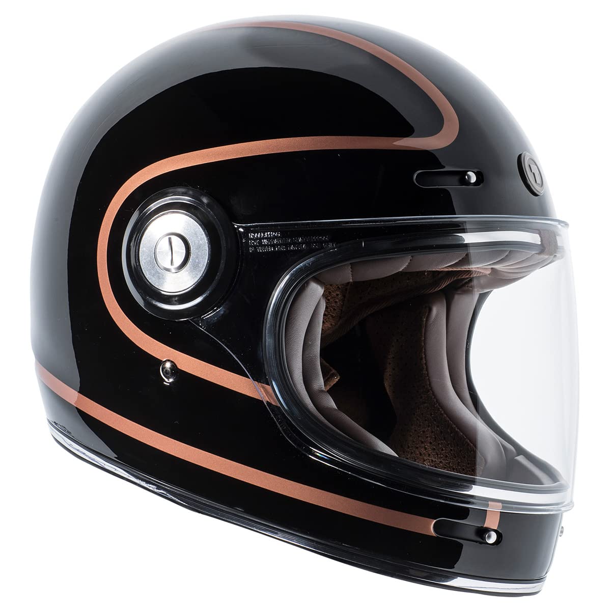 Torc T1 Unisex-Adult Retro Full-Face-Helmet-Style Motorcycle (Copper Pin Gloss Black, Large)